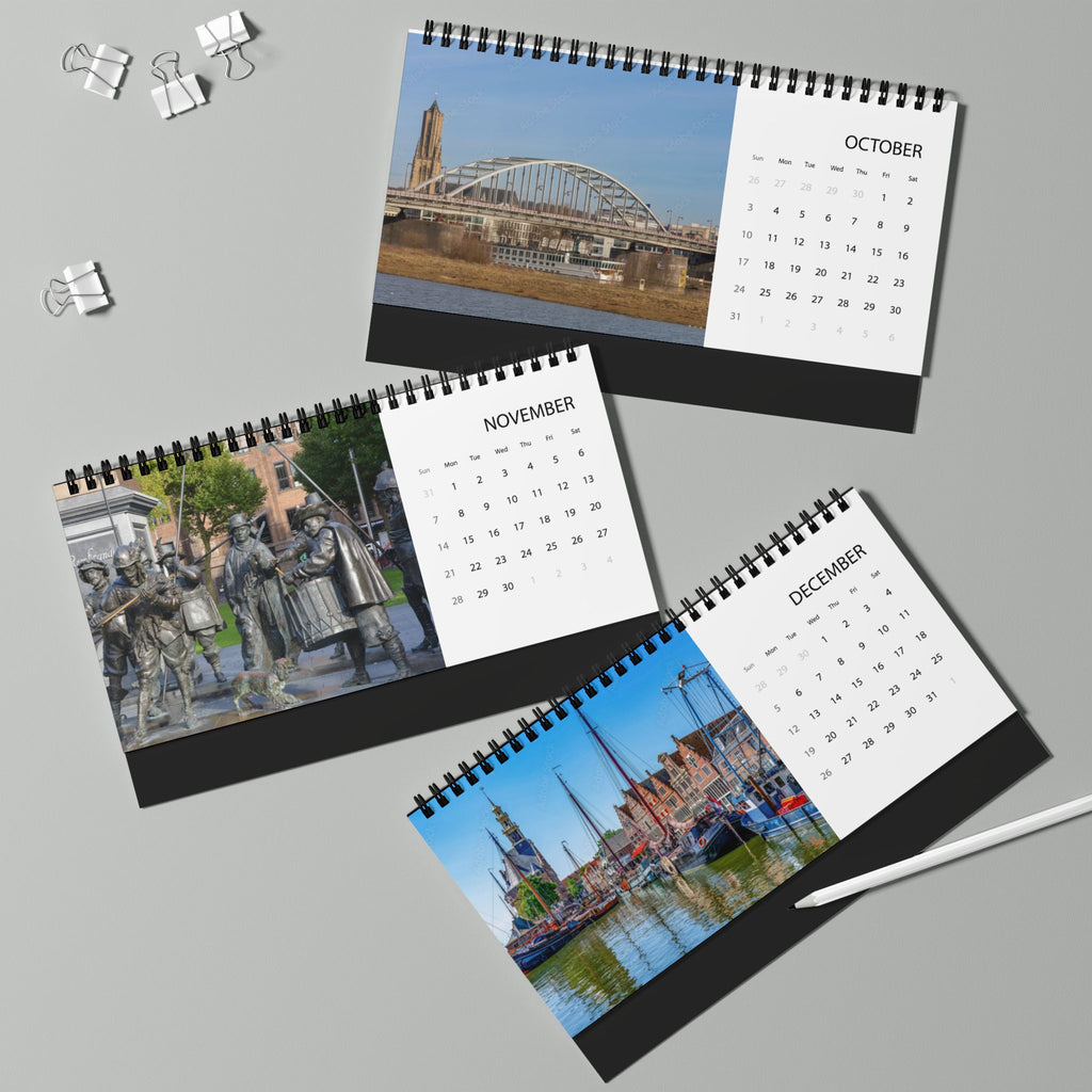 2027 Holland Desktop Calendar — Scenic Netherlands Grid Planner (Desk Calendar)