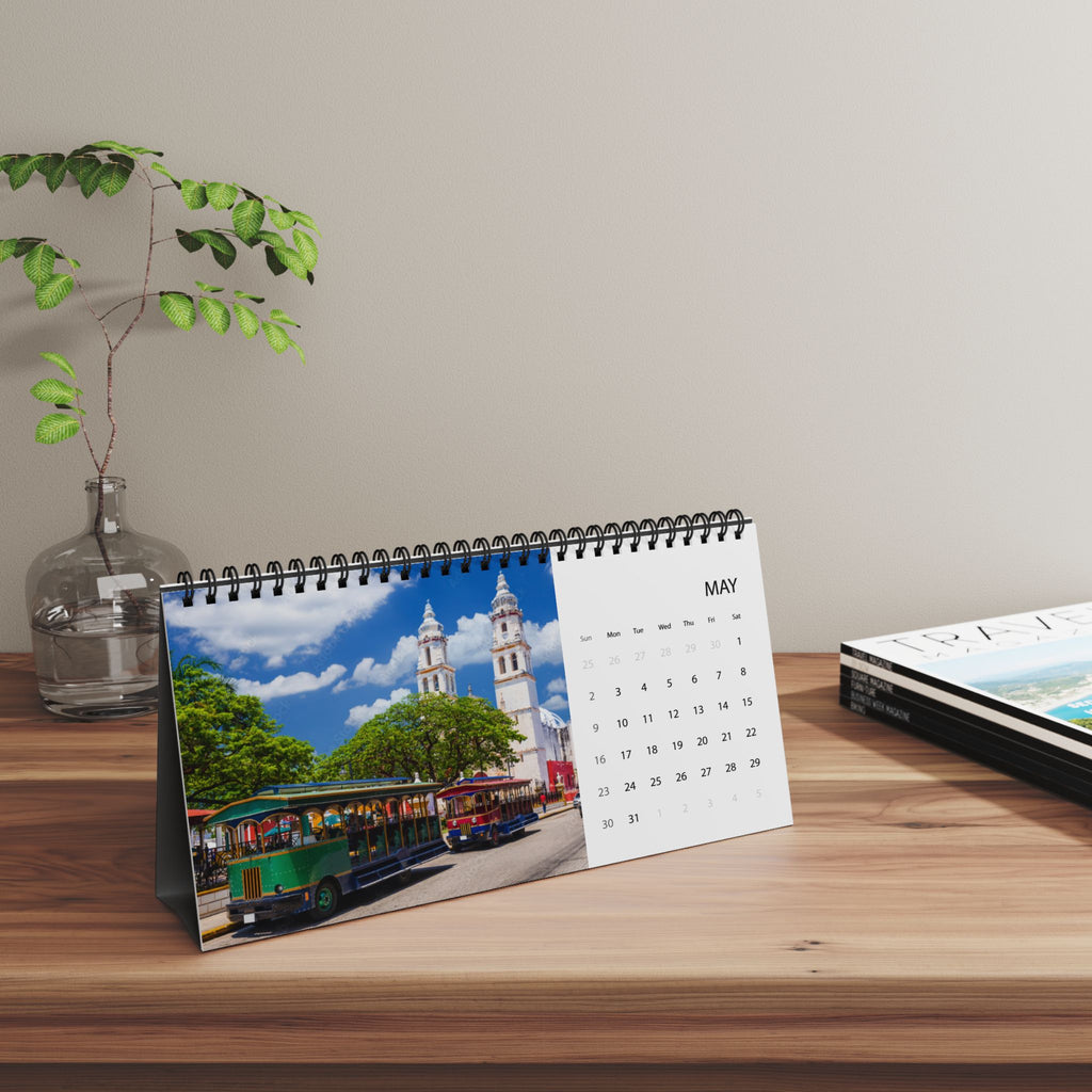 Mexico 2027 Desktop Calendar — Scenic Travel Photo Desk Calendar (Grid Dates)