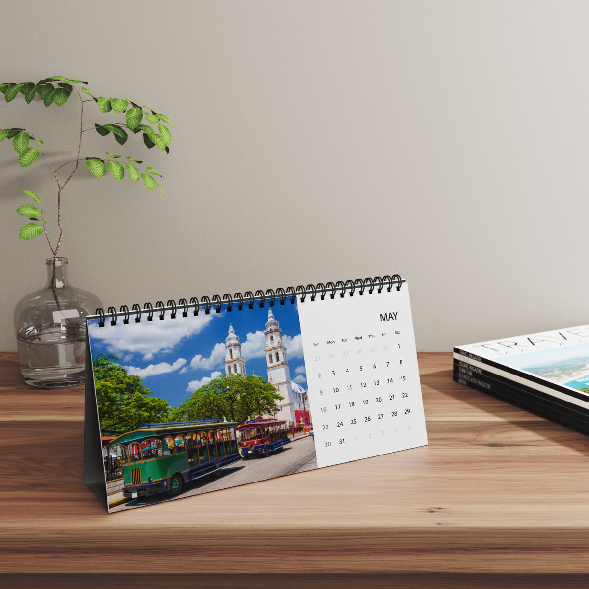 Mexico 2027 Desktop Calendar — Scenic Travel Photo Desk Calendar (Grid Dates)