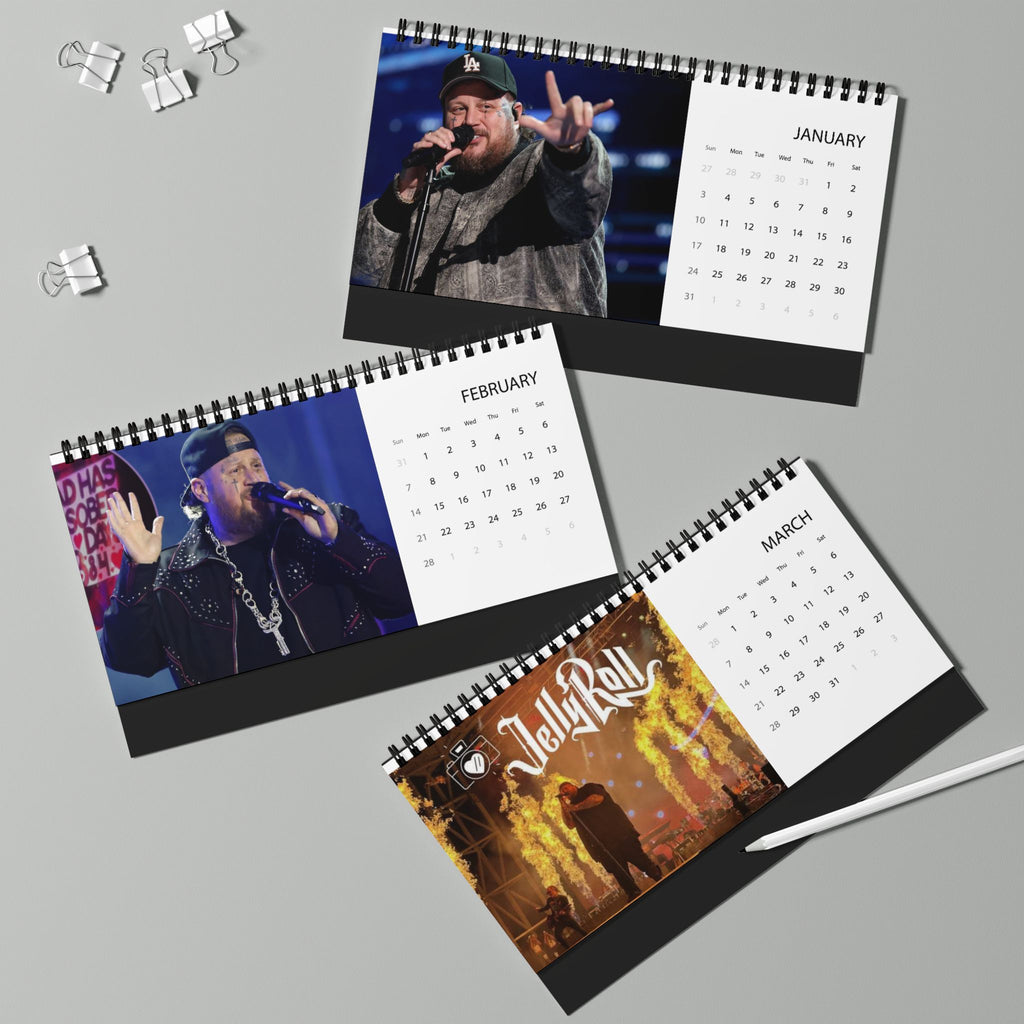 Jelly Roll 2027 Desktop Calendar — Concert Photo Grid Calendar (Monthly View)