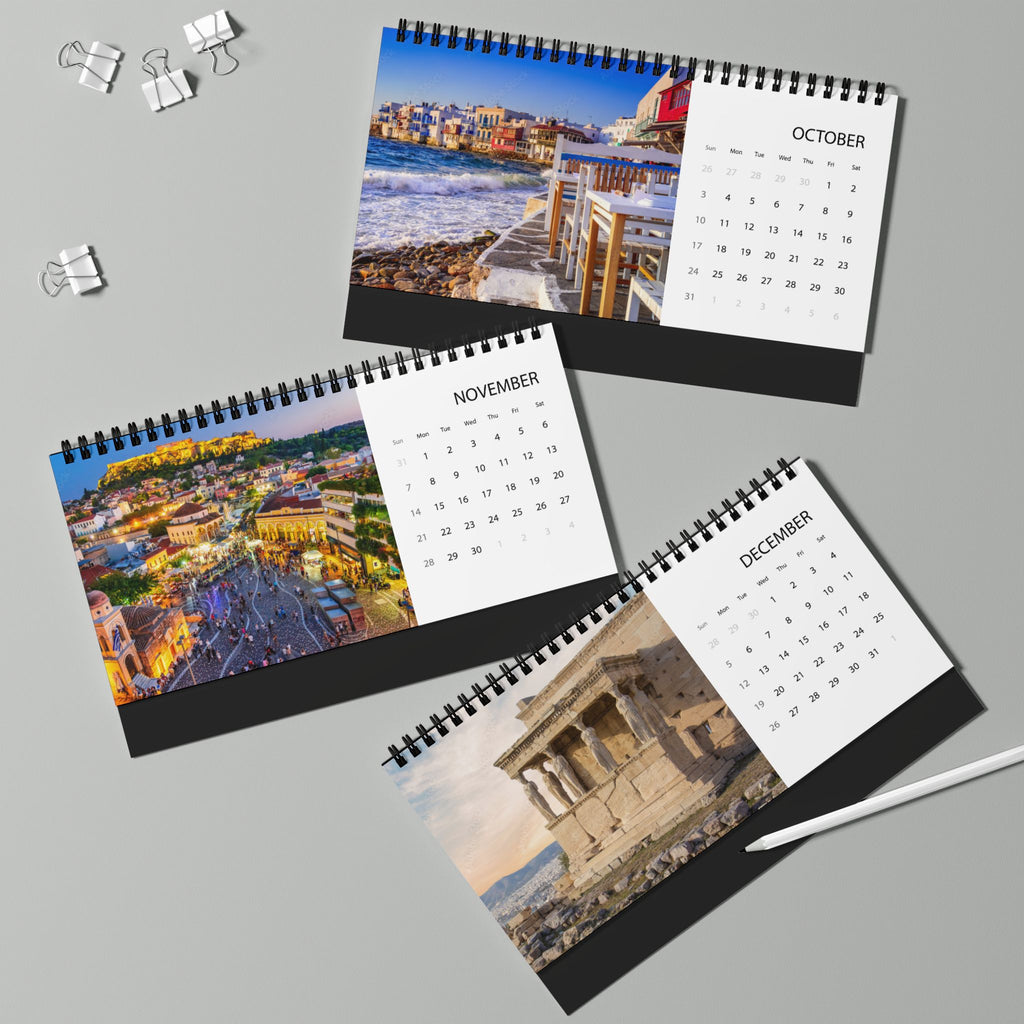 Greece Desktop Calendar 2027 – Scenic Greek Landmarks Grid Planner