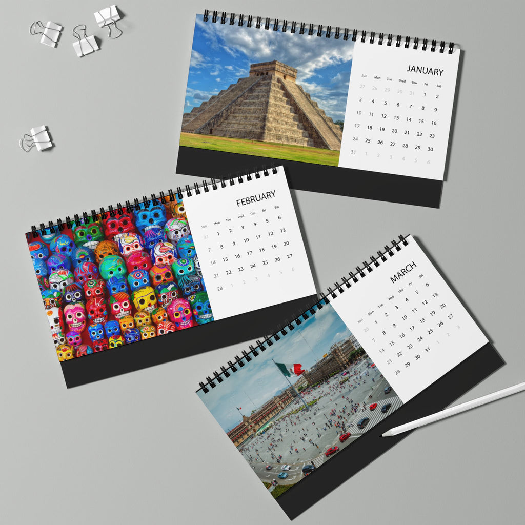 Mexico 2027 Desktop Calendar — Scenic Travel Photo Desk Calendar (Grid Dates)