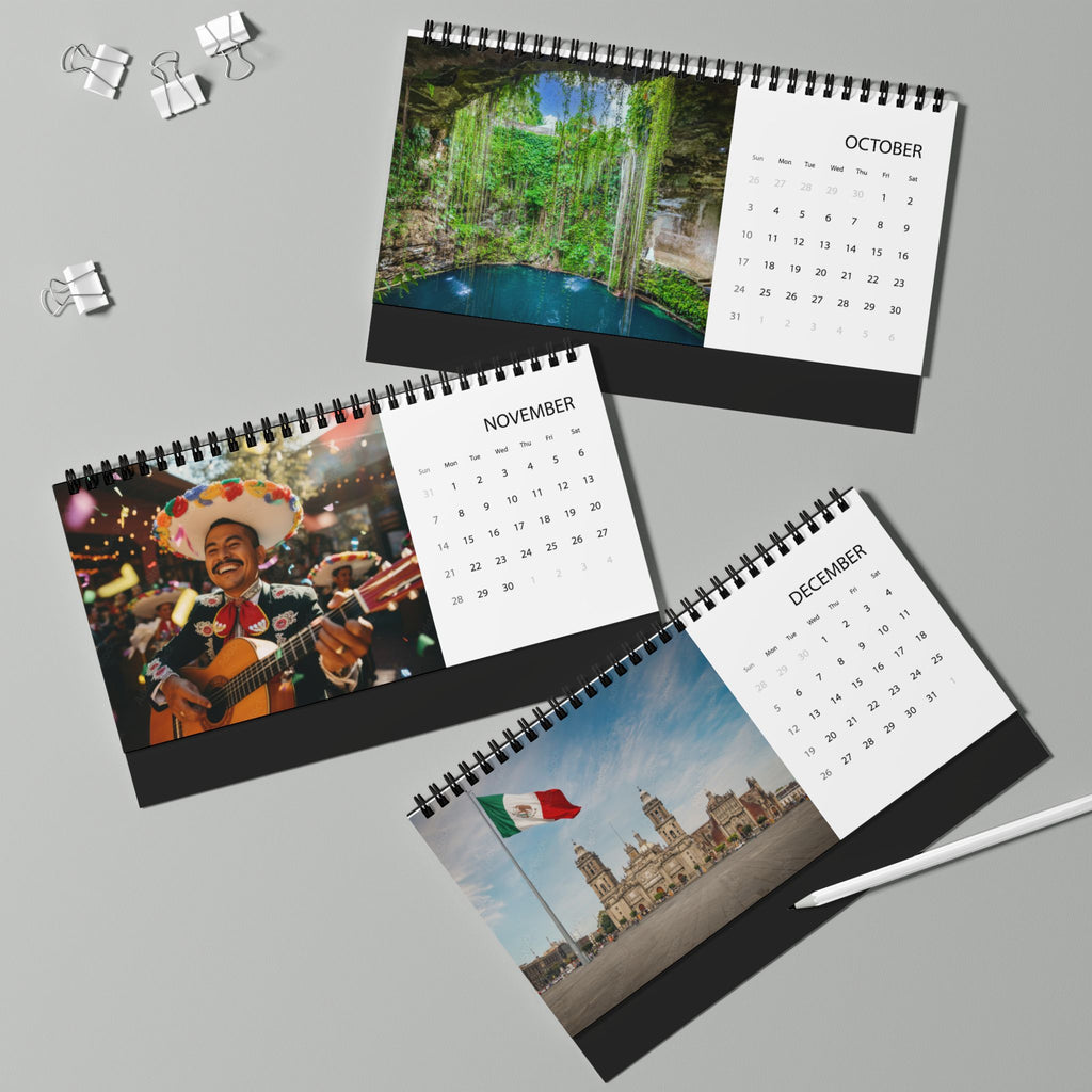 Mexico 2027 Desktop Calendar — Scenic Travel Photo Desk Calendar (Grid Dates)
