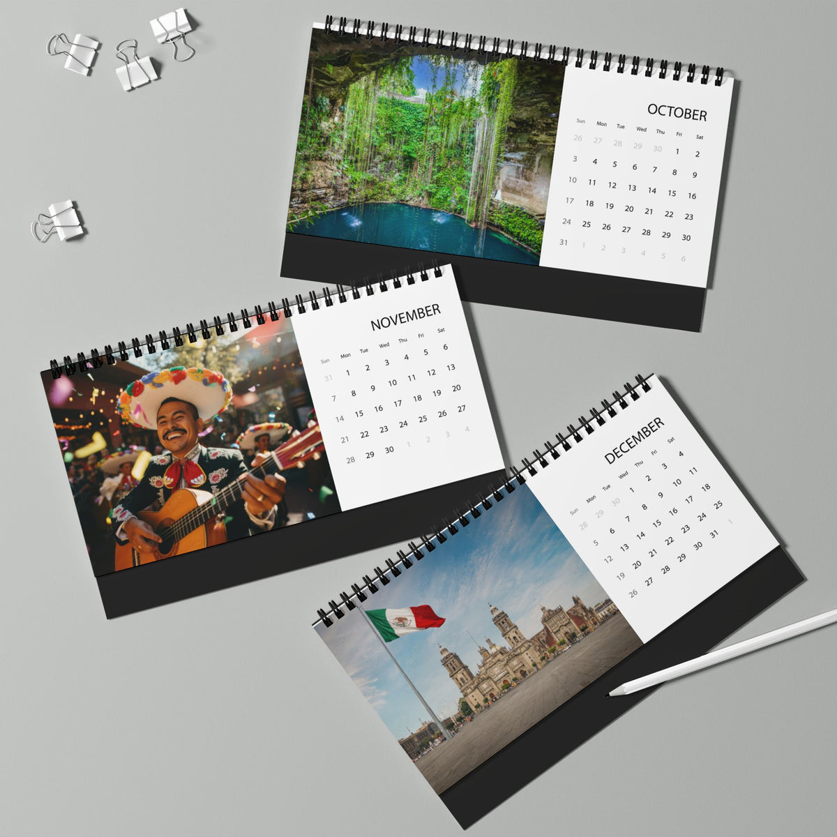 Mexico 2027 Desktop Calendar — Scenic Travel Photo Desk Calendar (Grid Dates)