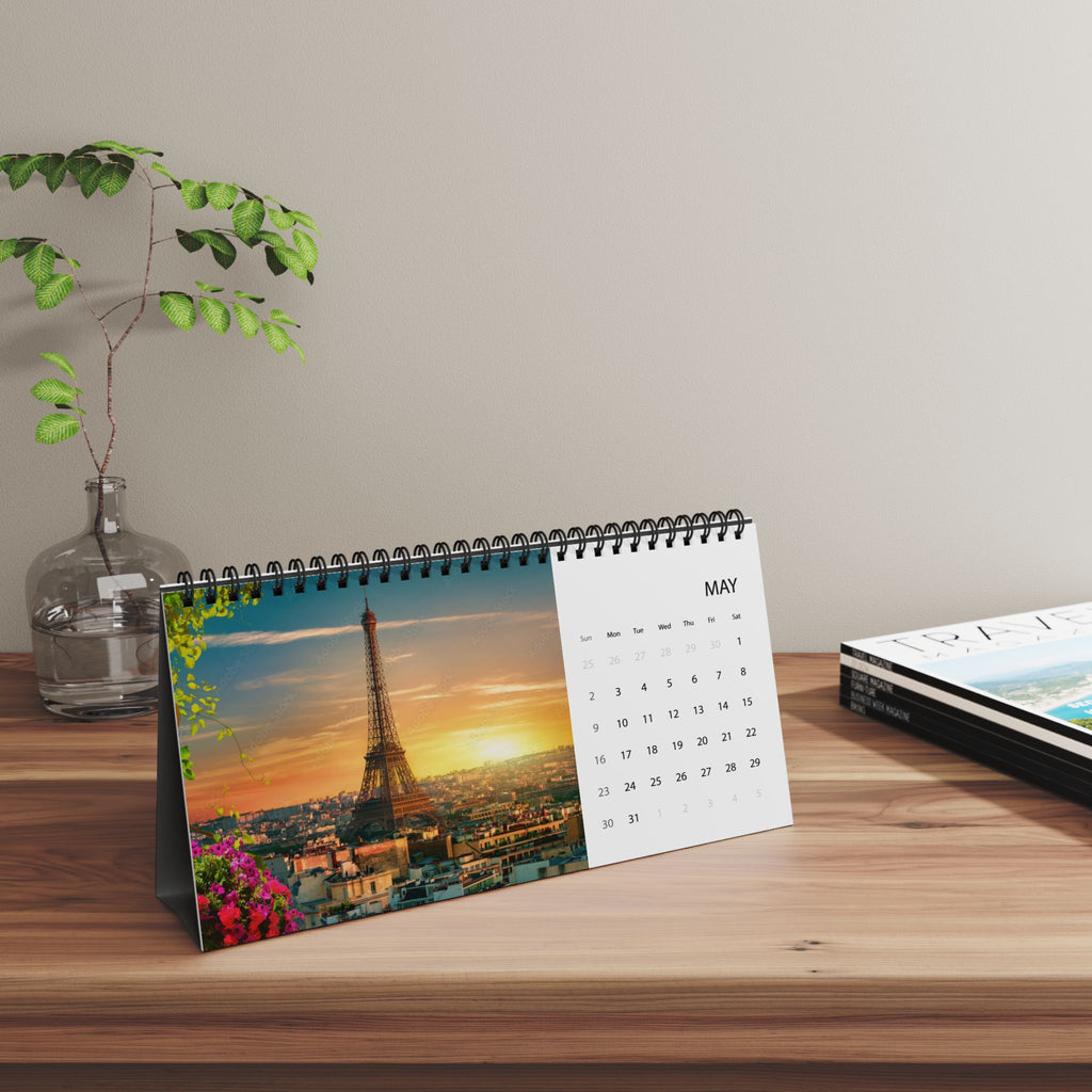 France Desktop Calendar 2027 — Scenic Monthly Grid Desk Calendar