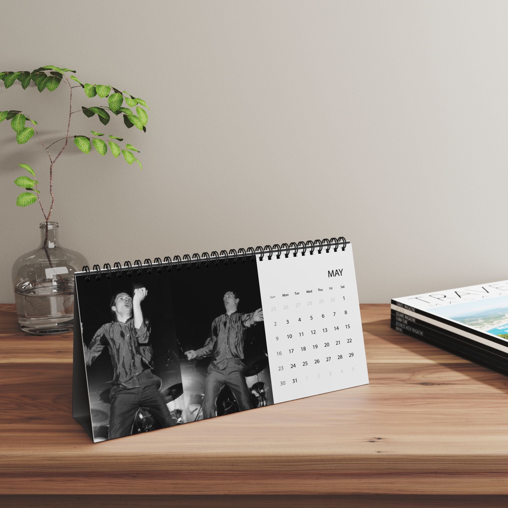 Joy Division 2027 Desktop Calendar - Grid Layout, Band Photo Monthly Planner
