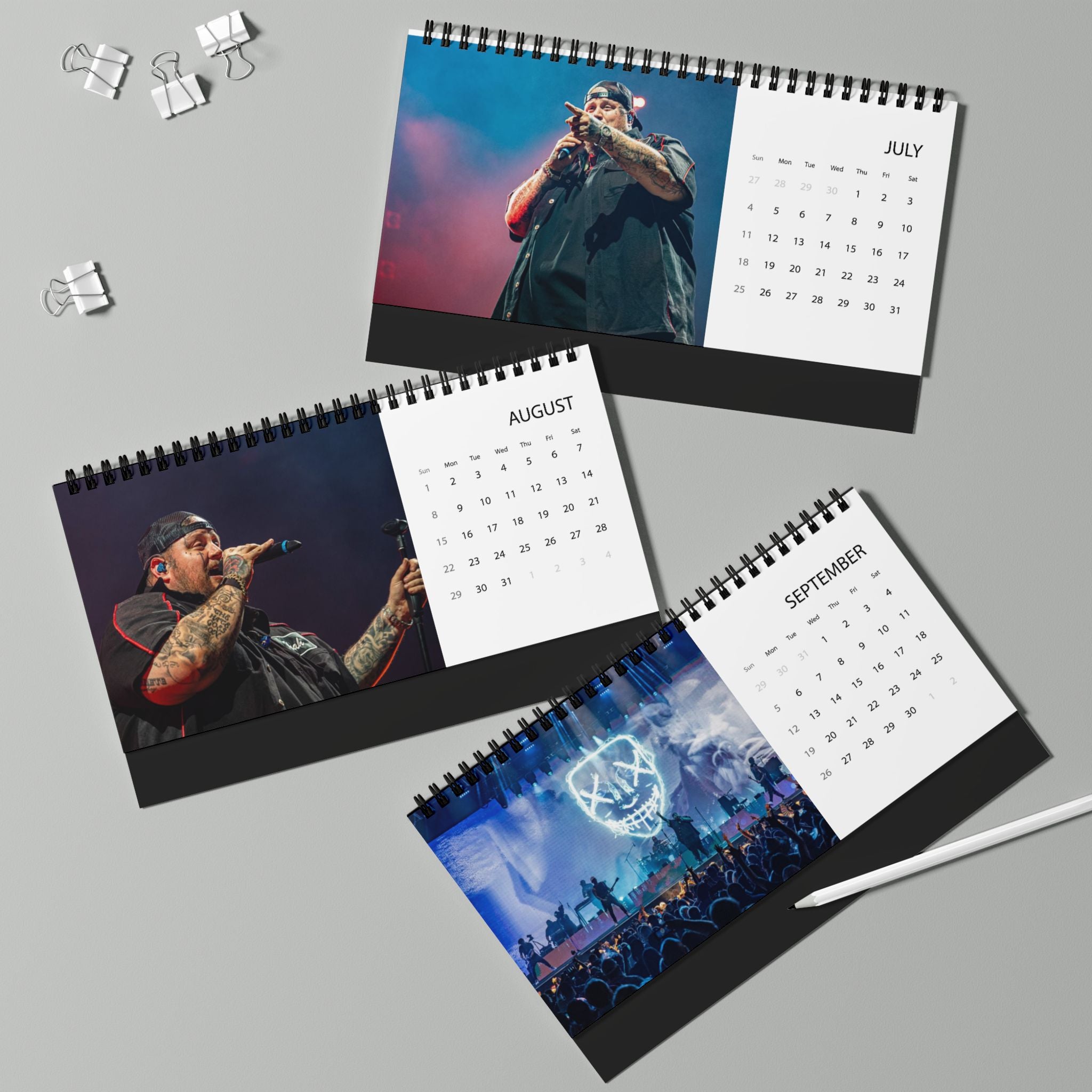 Jelly Roll 2027 Desktop Calendar — Concert Photo Grid Calendar (Monthly View)