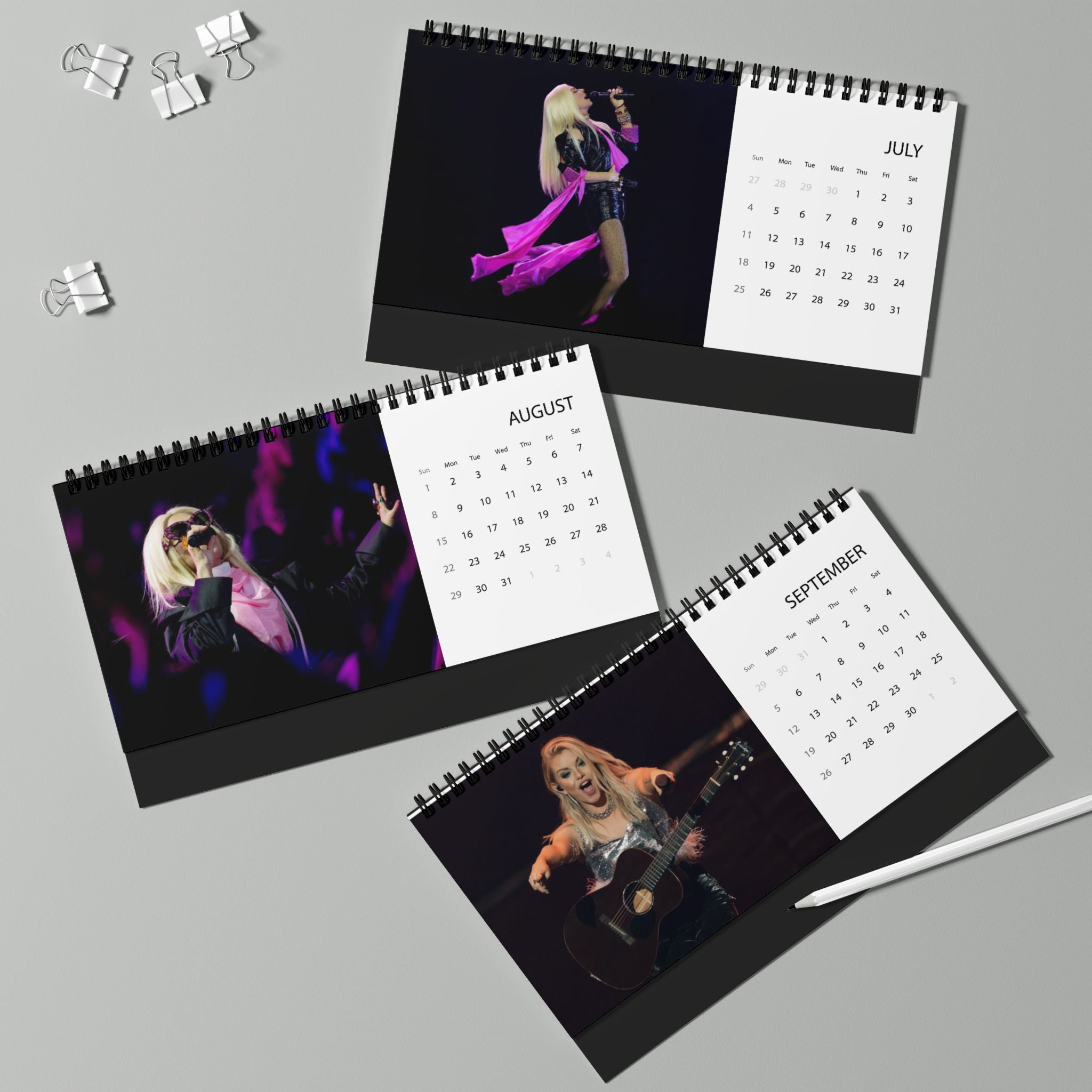 Shania 2027 Desktop Calendar — Grid-Style Month Planner