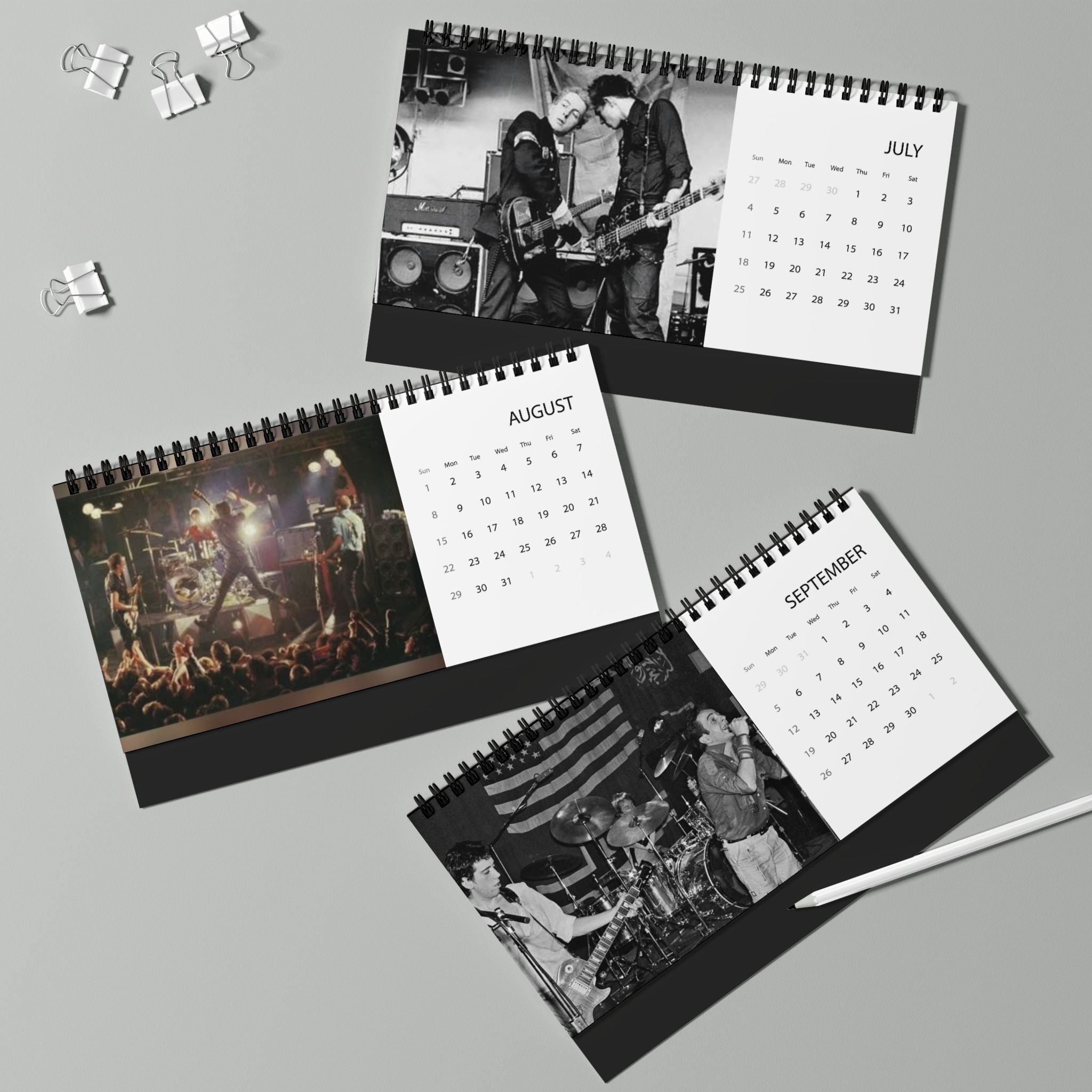 The Clash 2027 Desktop Calendar — Vintage Punk Band Grid Calendar
