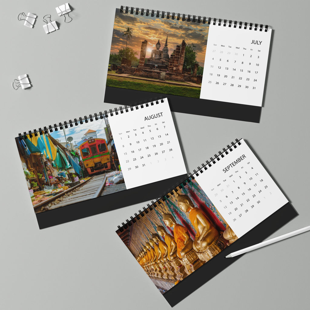 Thailand Desktop Calendar 2027 – Scenic Temple Grid Planner