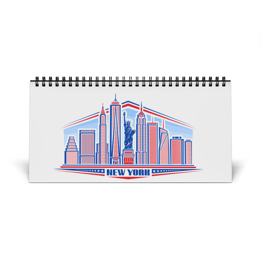 New York Desktop Calendar 2027 — Grid Layout Travel Desk Calendar