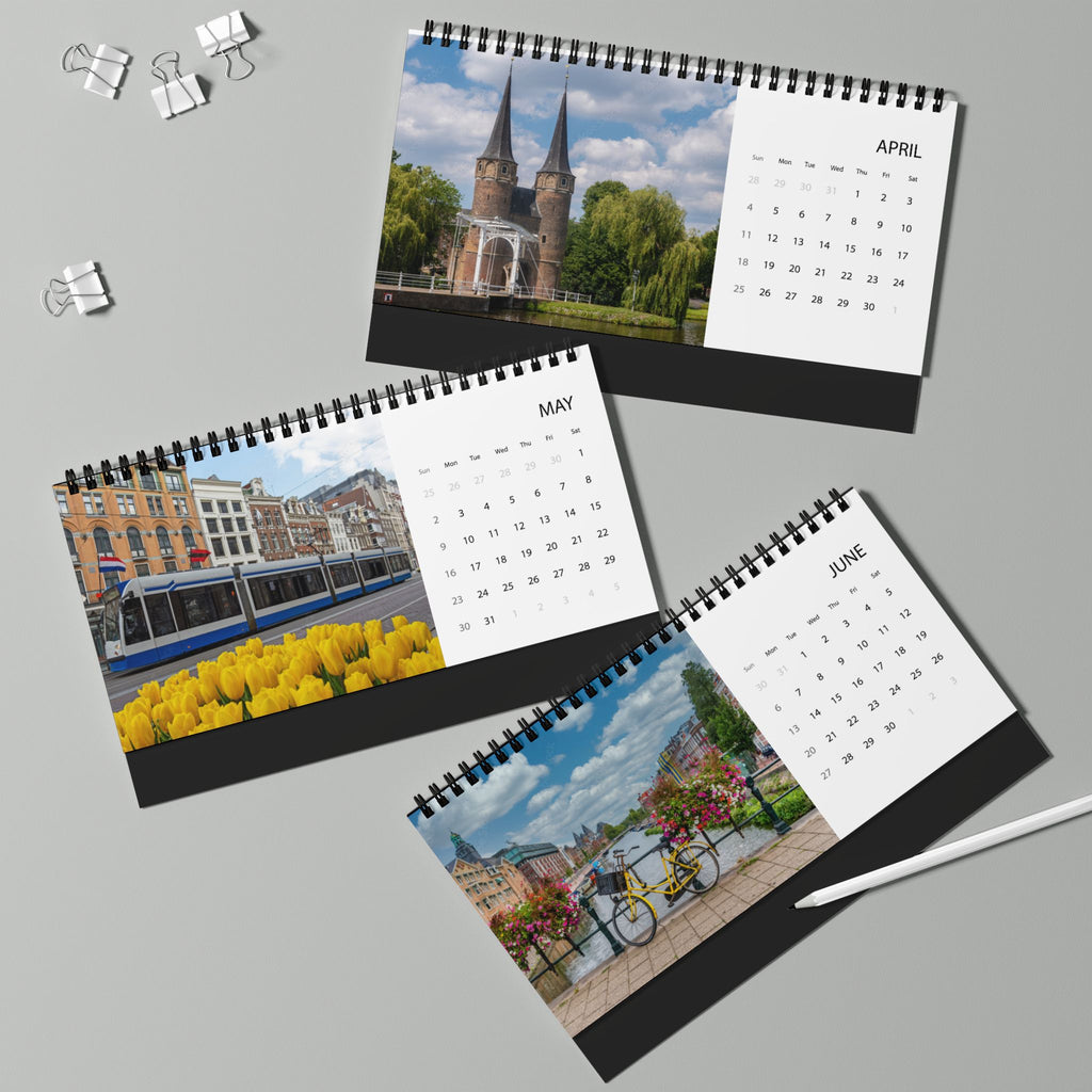 2027 Holland Desktop Calendar — Scenic Netherlands Grid Planner (Desk Calendar)