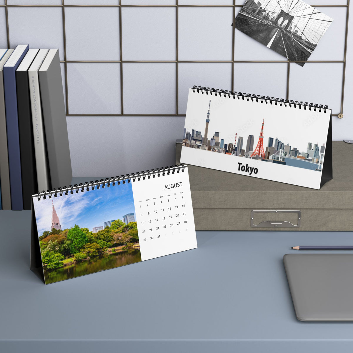 Tokyo 2027 Desktop Calendar – Grid Planner with City Photo Layout