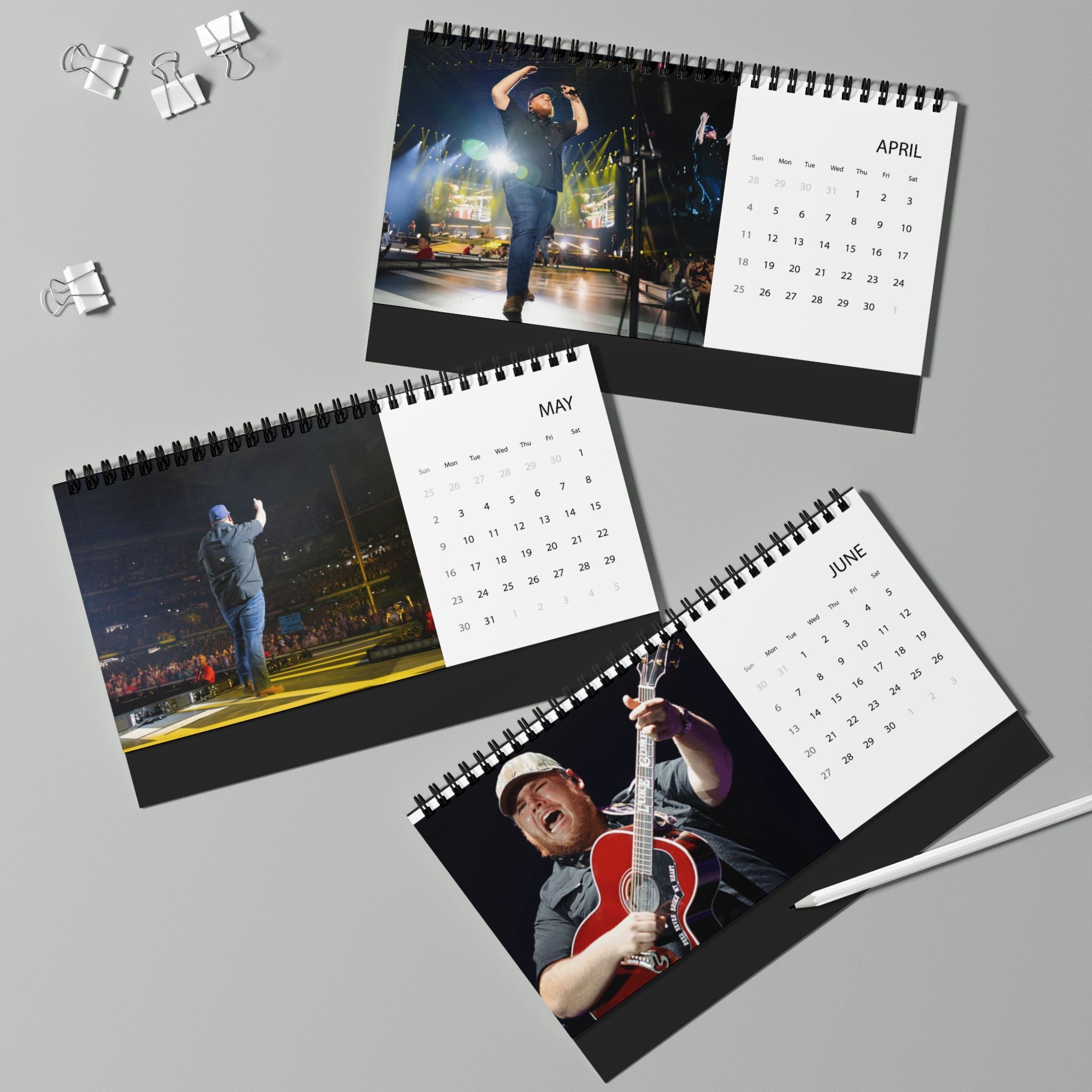 Luke Combs 2027 Desktop Calendar — Grid-Style Monthly Planner
