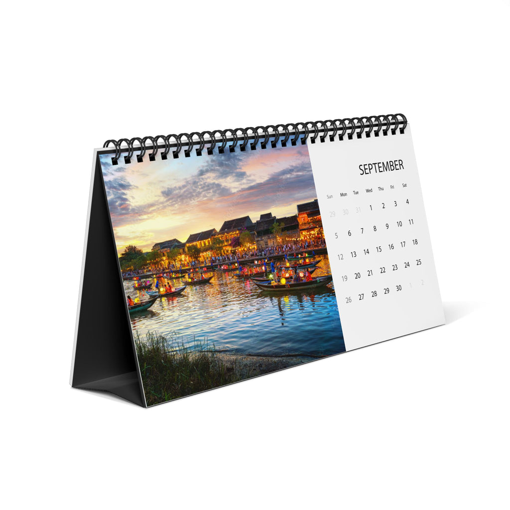 Vietnam Desktop Calendar 2027 — Scenic Vietnam Photo Grid Desk Calendar