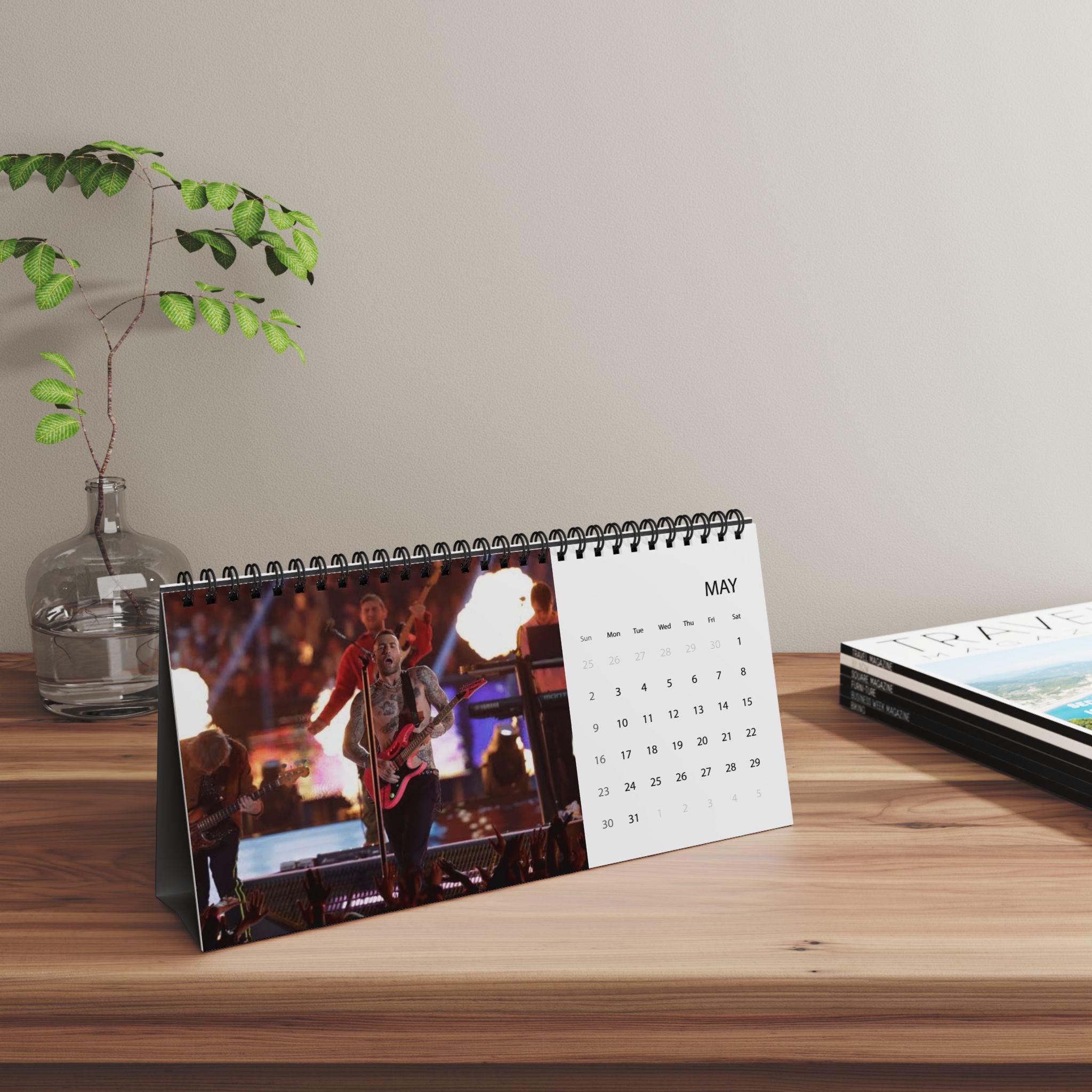 Maroon 5 Desktop Calendar 2027 Grid Calendar (Desk Stand)