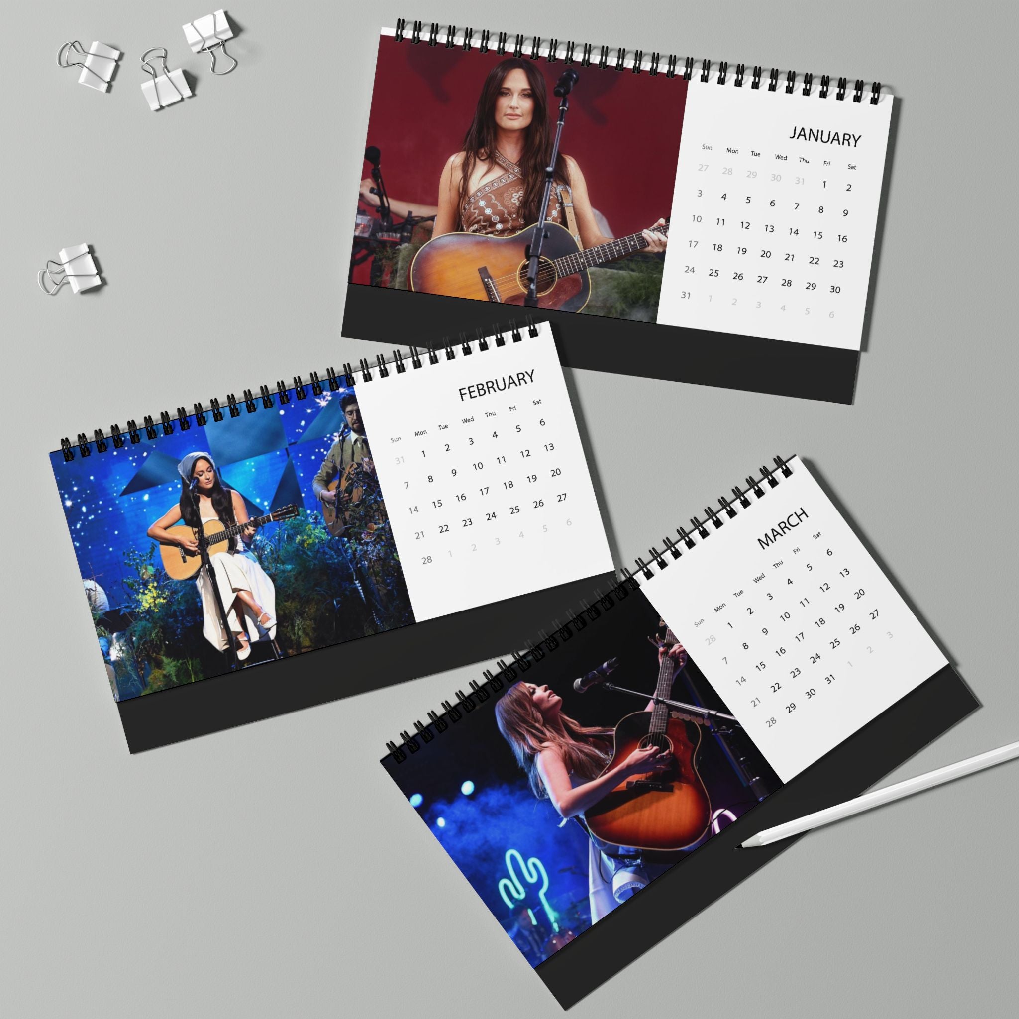 Kasey Musgraves 2027 Desktop Calendar - Grid Monthly Desk Planner