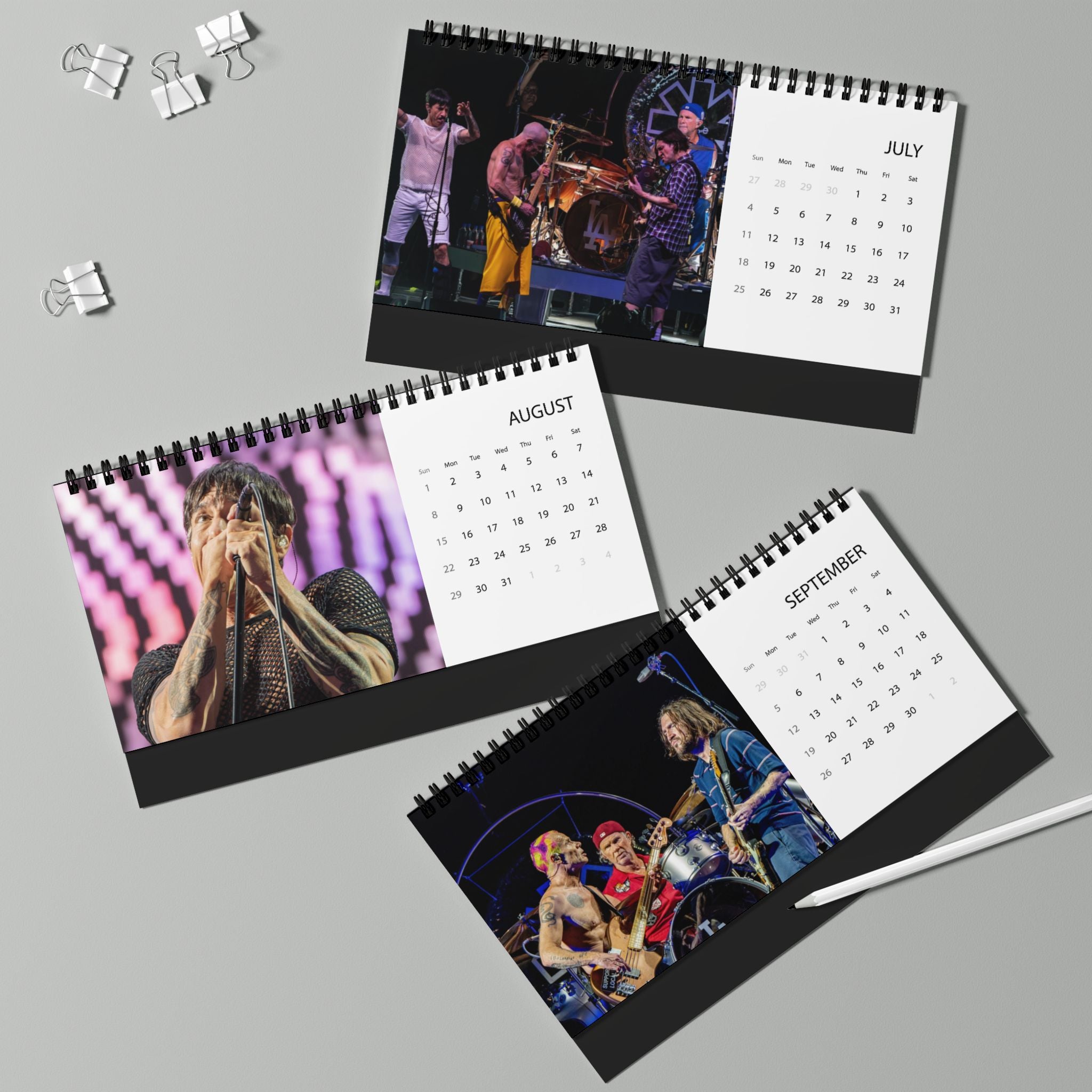 Red Hot Chili Peppers 2027 Desk Calendar — Grid Desktop Calendar with Band Photos