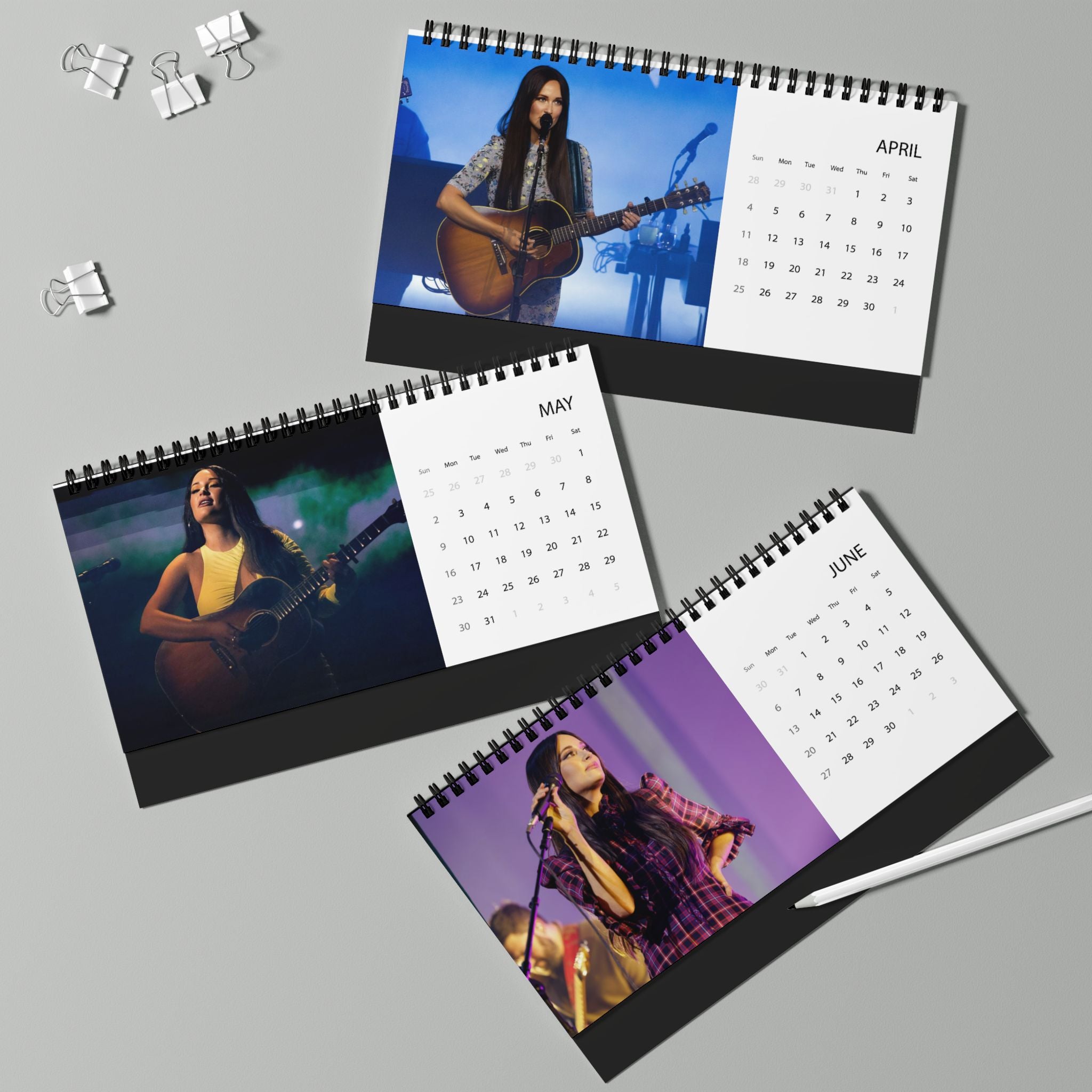 Kasey Musgraves 2027 Desktop Calendar - Grid Monthly Desk Planner