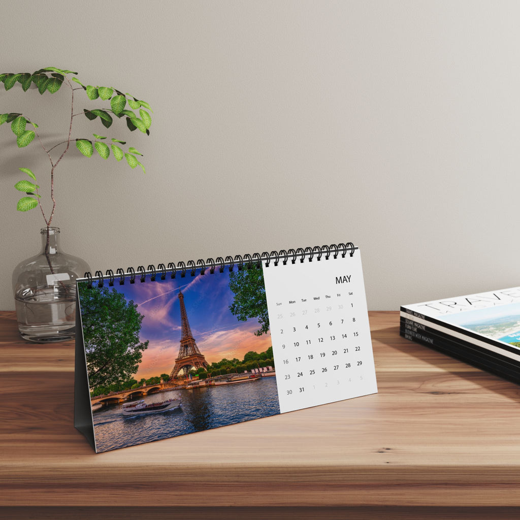 Paris 2027 Grid Desk Calendar with Eiffel Tower & Landmark Photos