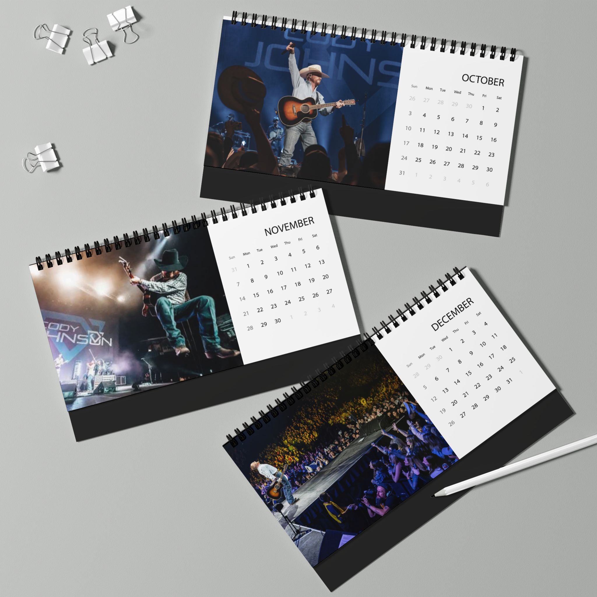 Cody Johnson Desktop Calendar (2027 grid)