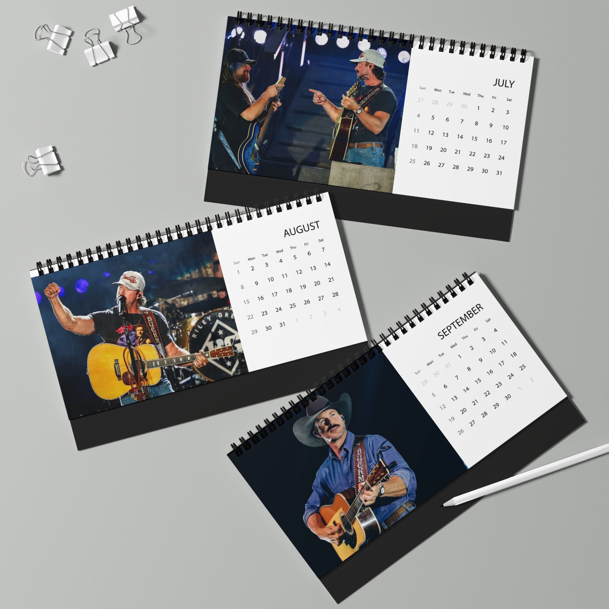 Riley Green 2027 Desk Calendar — Country Music Artist Desktop Calendar (Grid Layout)