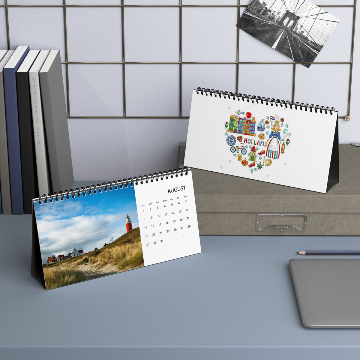 2027 Holland Desktop Calendar — Scenic Netherlands Grid Planner (Desk Calendar)