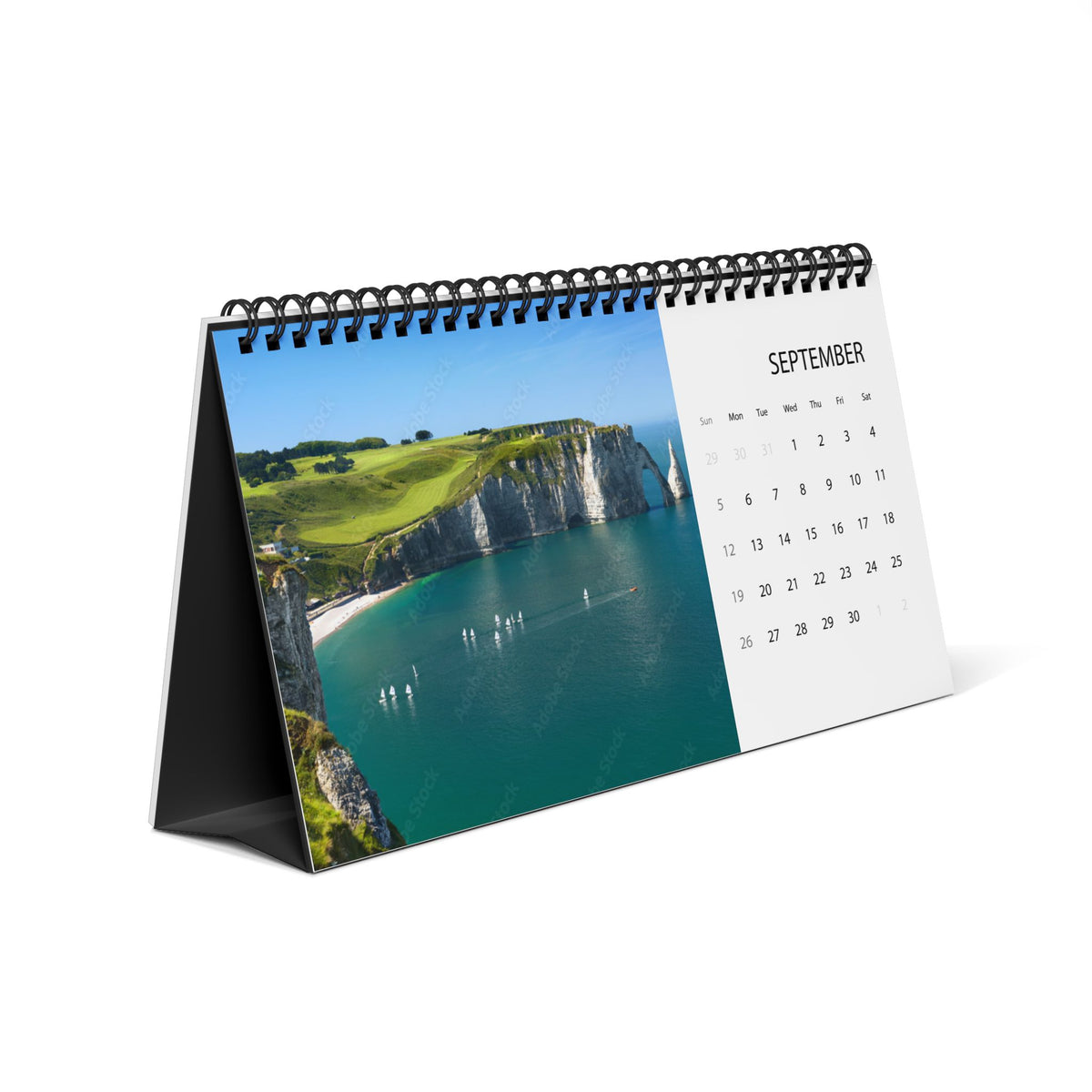 France Desktop Calendar 2027 — Scenic Monthly Grid Desk Calendar