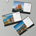 Spain Desk Calendar 2027 — Illustrated Travel Desktop Calendar with Monthly Grid