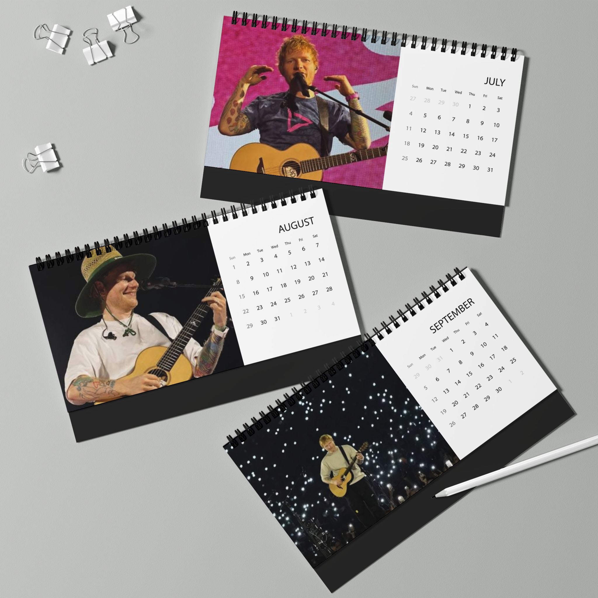 Ed Sheeran Desktop Calendar (2027 grid)