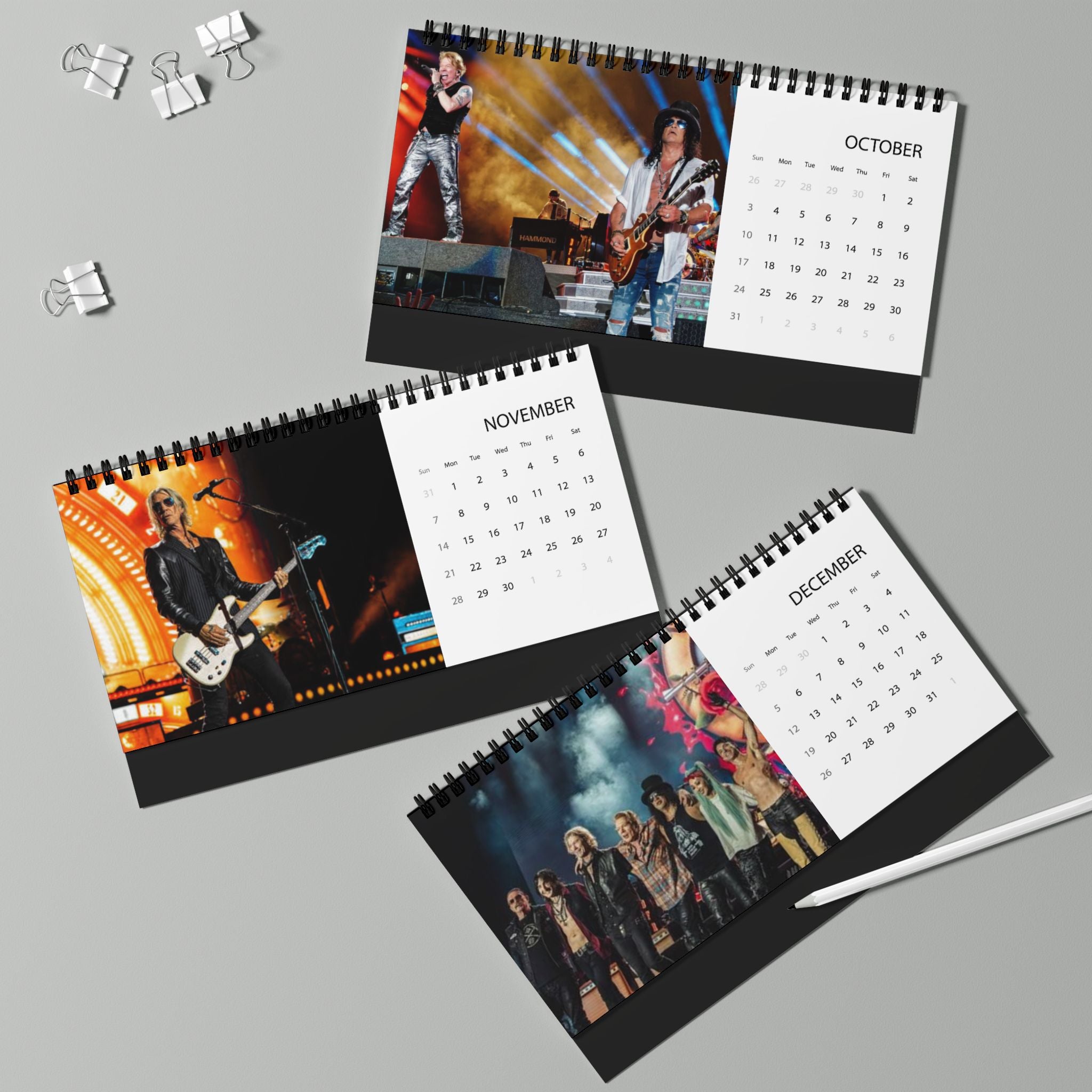 Guns N Roses Desktop Calendar (2027 grid)