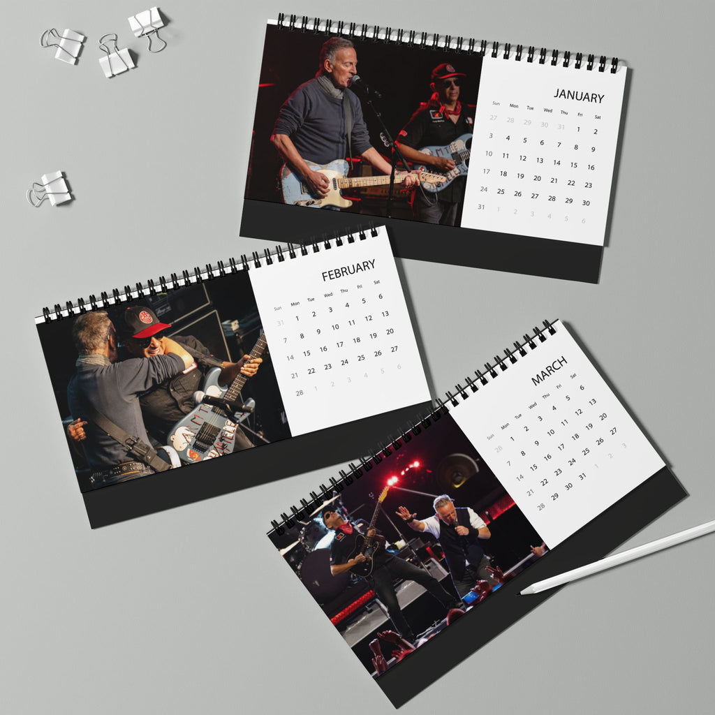 Bruce Springsteen Desktop Calendar — 2027 Grid Desk Calendar with Musician Photo Layout