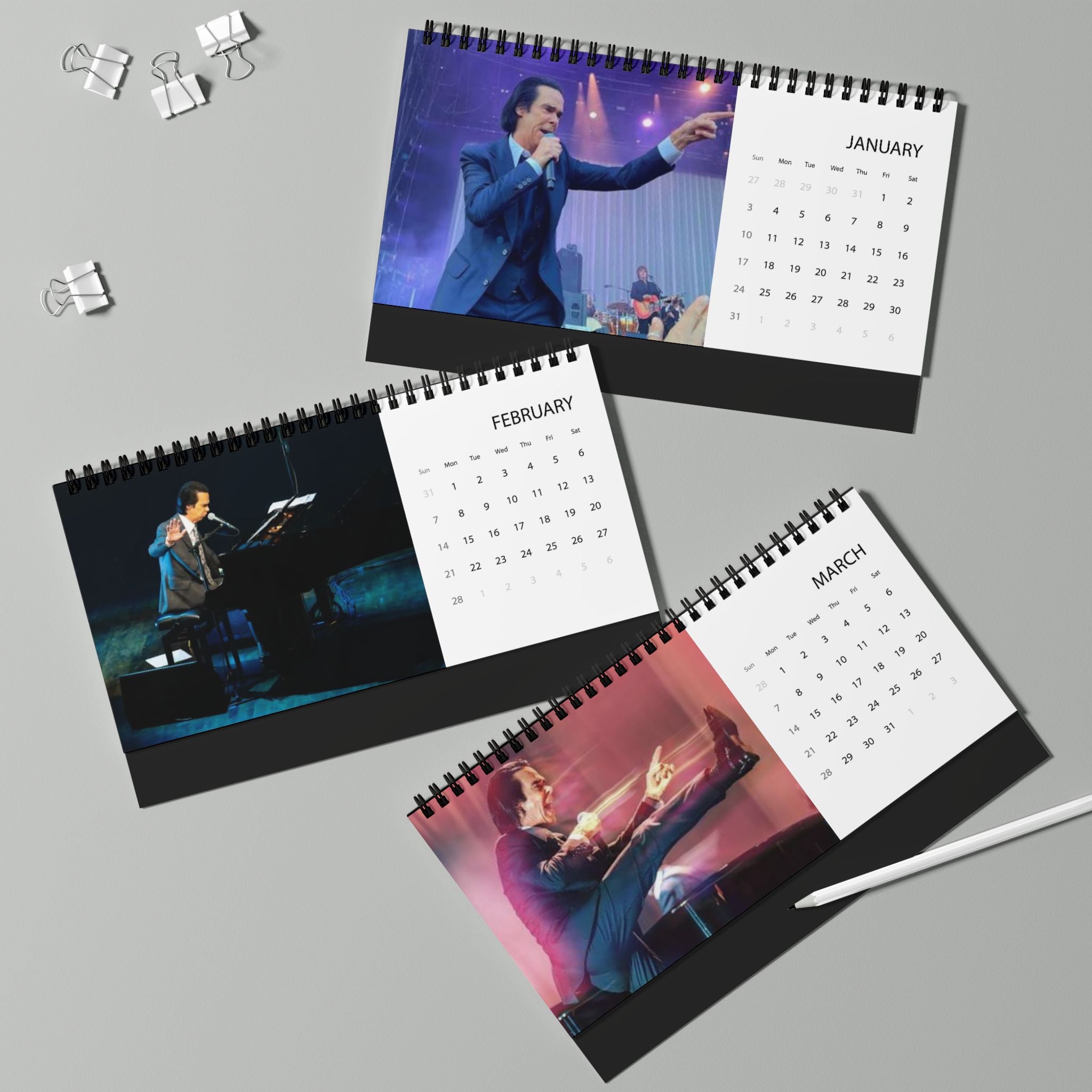Nick Cave 2027 Desk Calendar — Desktop Grid Monthly Calendar