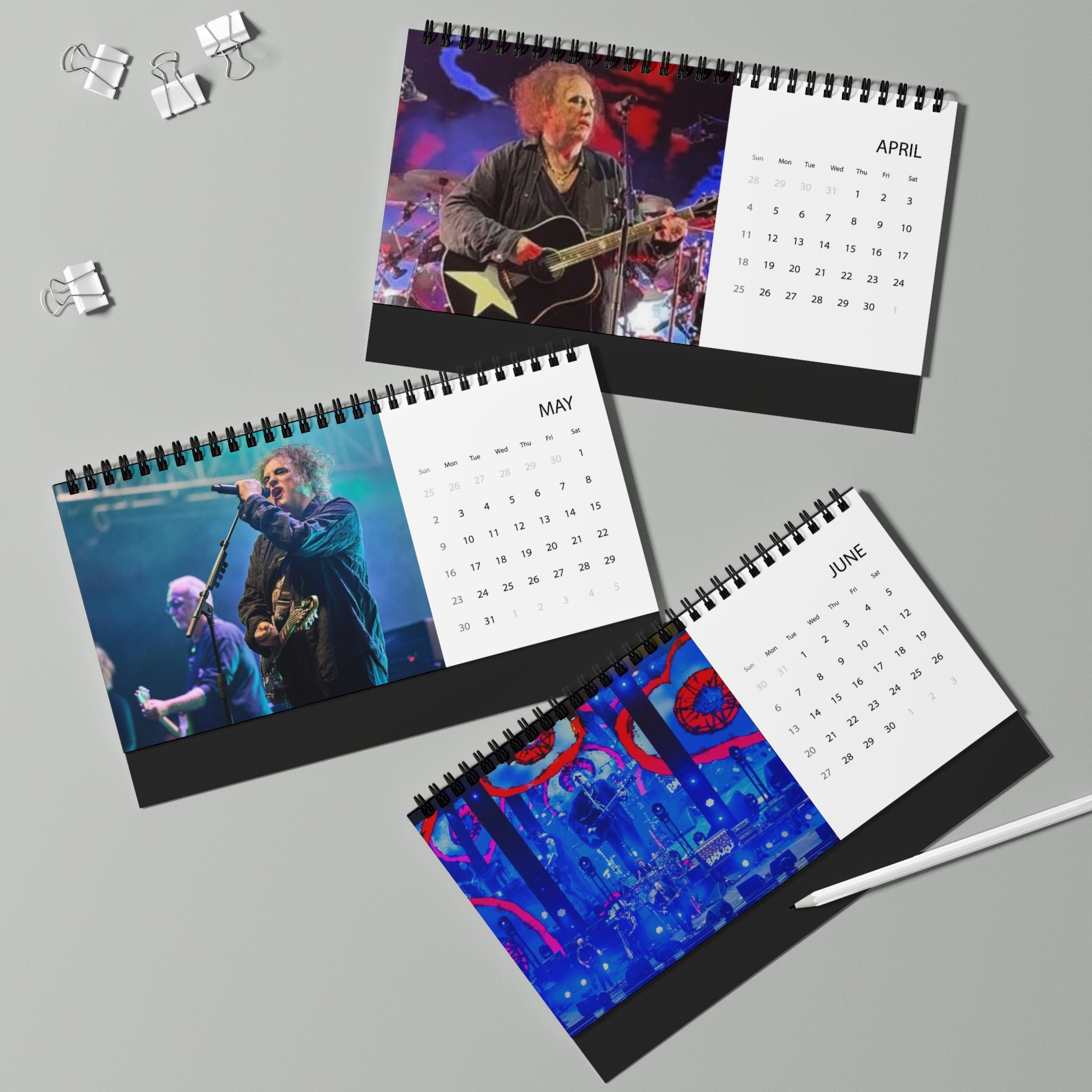 The Cure 2027 Desktop Calendar – Band Photo Grid Planner