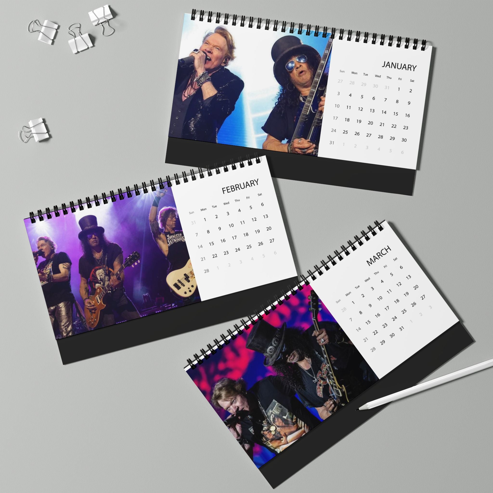 Guns N Roses Desktop Calendar (2027 grid)
