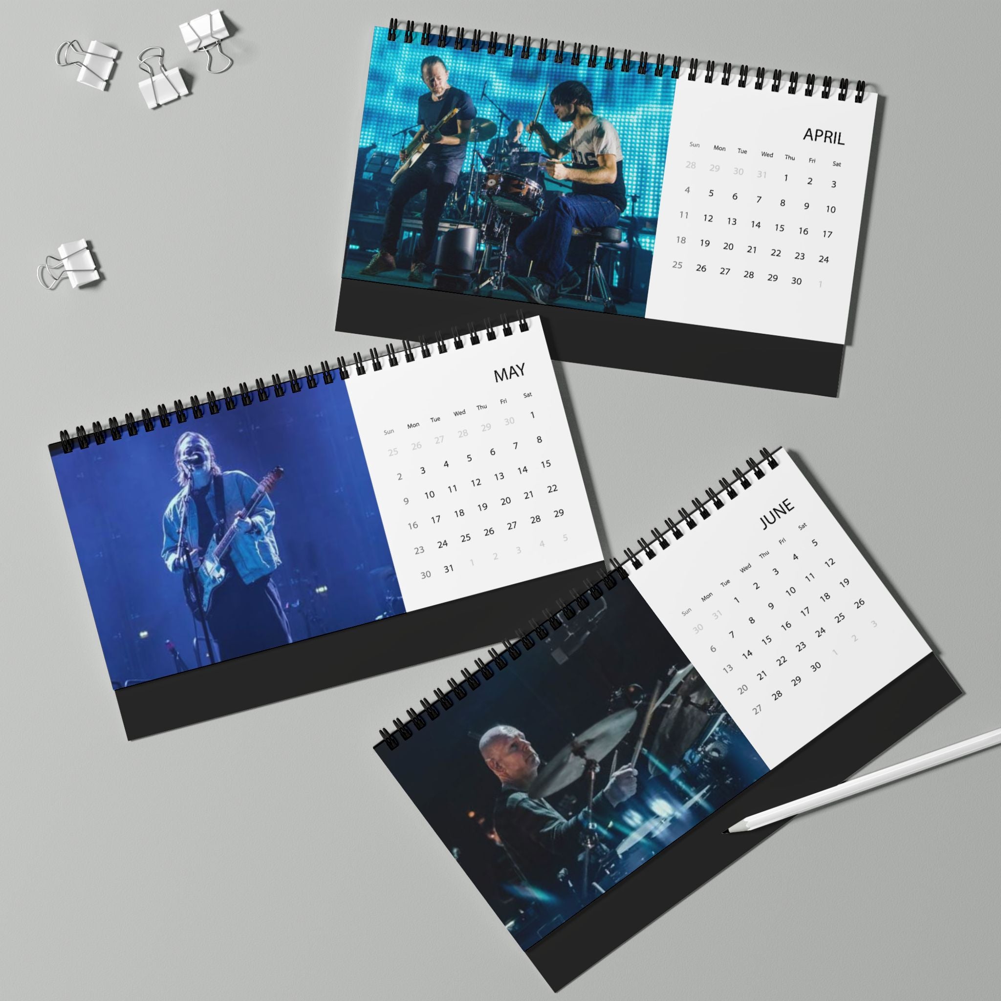Radiohead 2027 Desktop Calendar — Grid-Style Monthly Planner