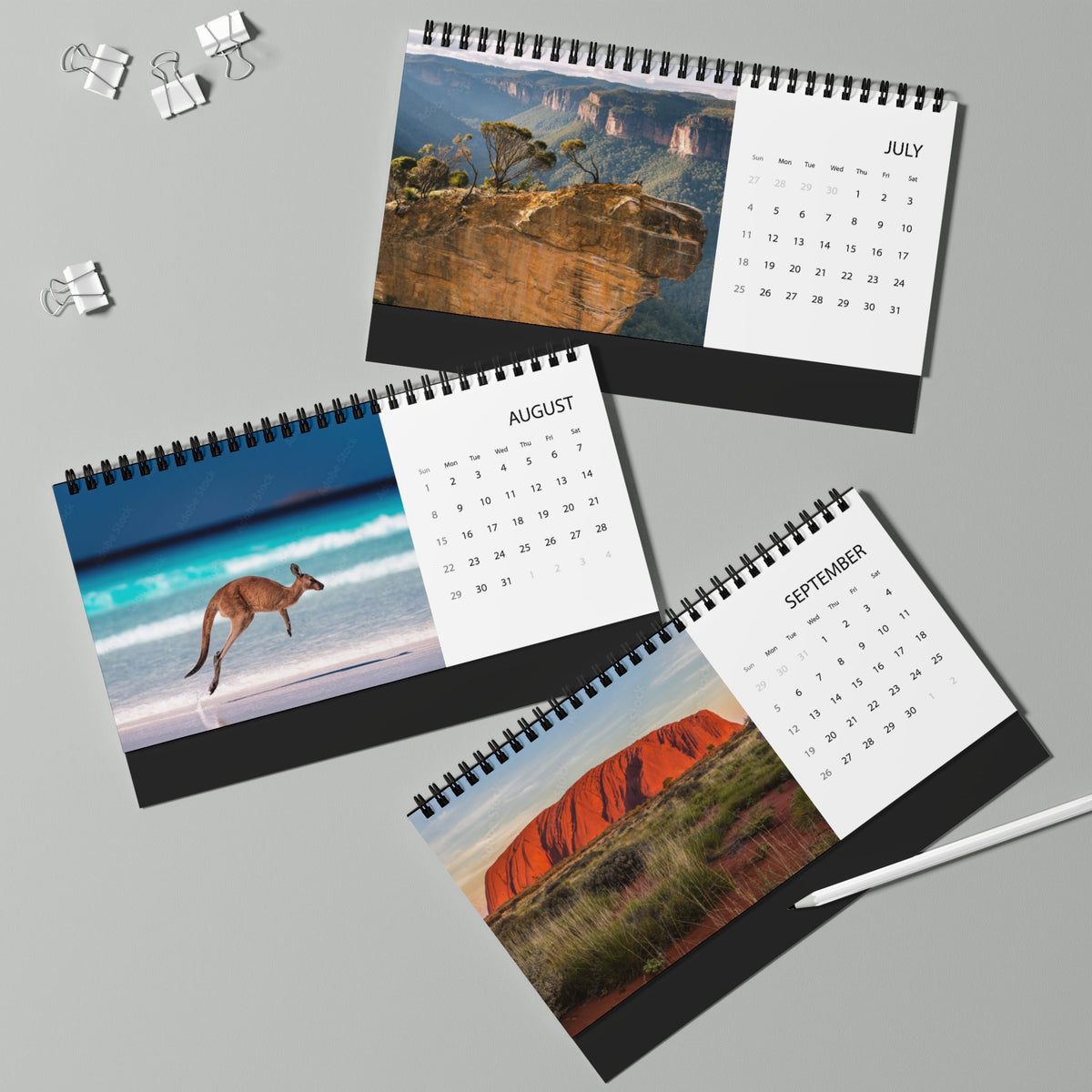 Australia Desktop Calendar 2027 — Scenic Australia Grid-Style Desk Calendar