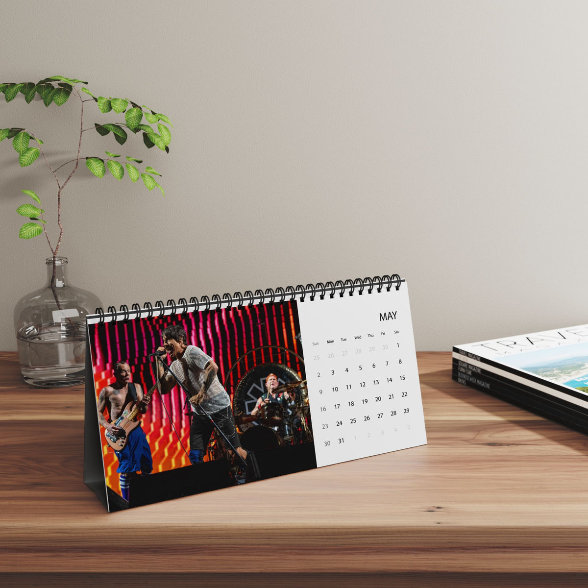 Red Hot Chili Peppers 2027 Desk Calendar — Grid Desktop Calendar with Band Photos