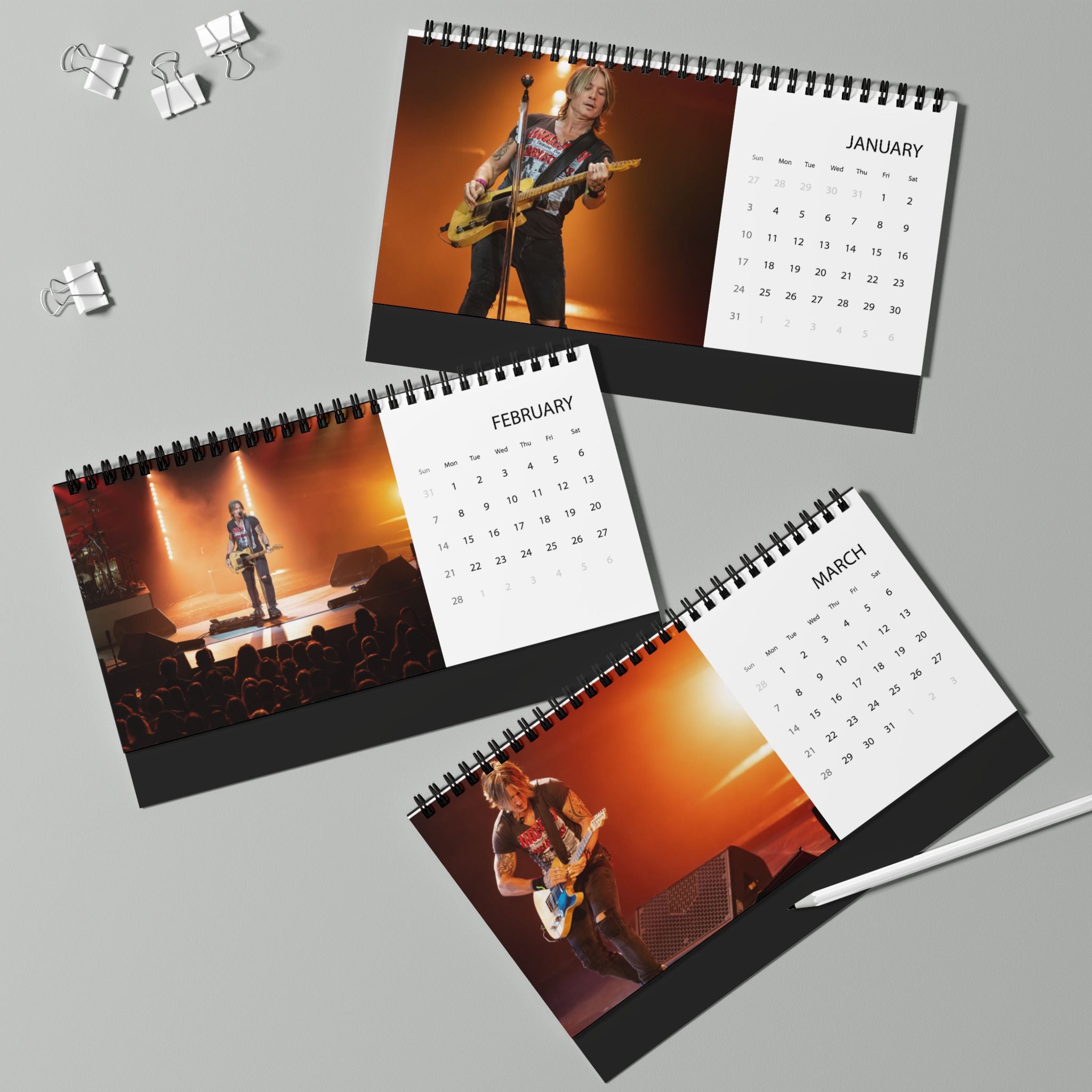Keith Urban 2027 Grid Calendar (Desk Display)
