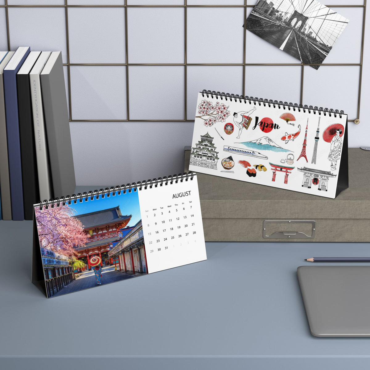 Japan Desktop Calendar 2027 — Scenic Japan Grid Planner (Desk Calendar)