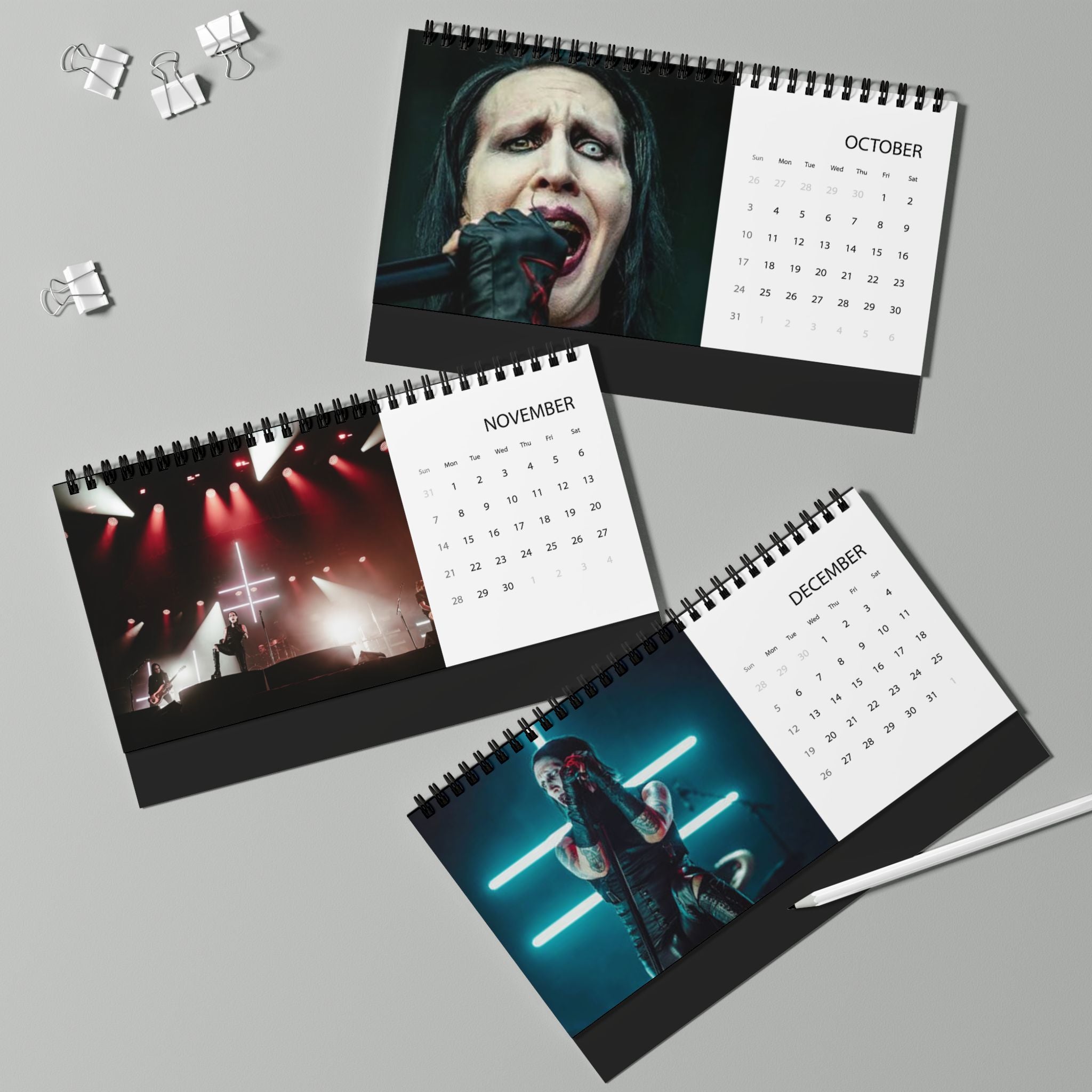 Marilyn Manson 2027 Music Artist Desk Calendar with Monthly Grid