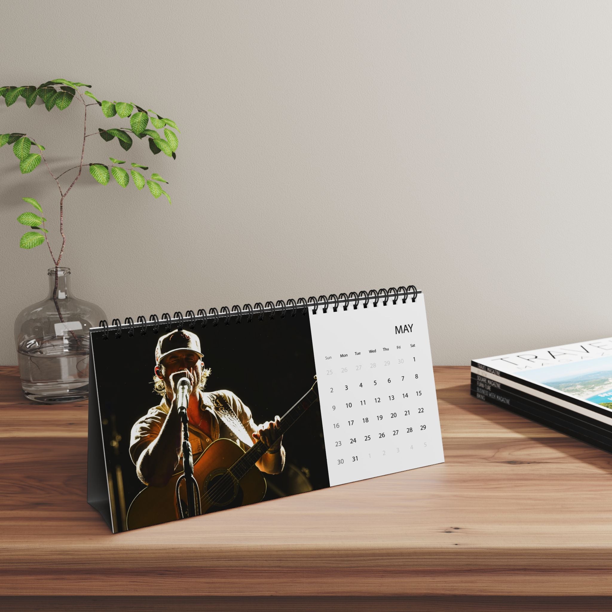 Riley Green 2027 Desk Calendar — Country Music Artist Desktop Calendar (Grid Layout)