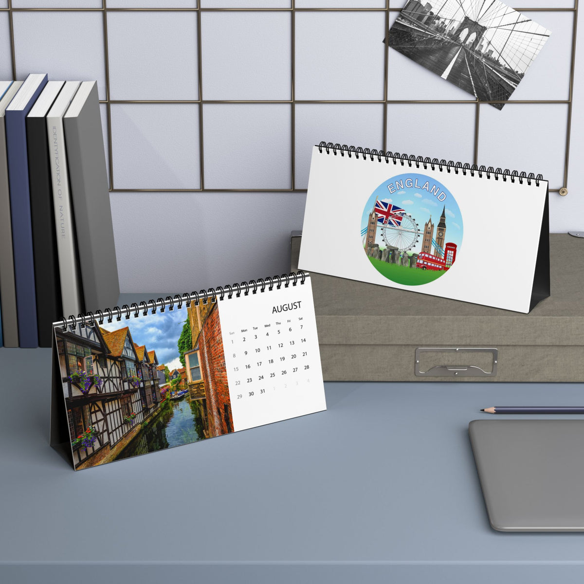 England Desktop Calendar 2027 — Scenic UK Travel Grid Calendar (Desk Size)