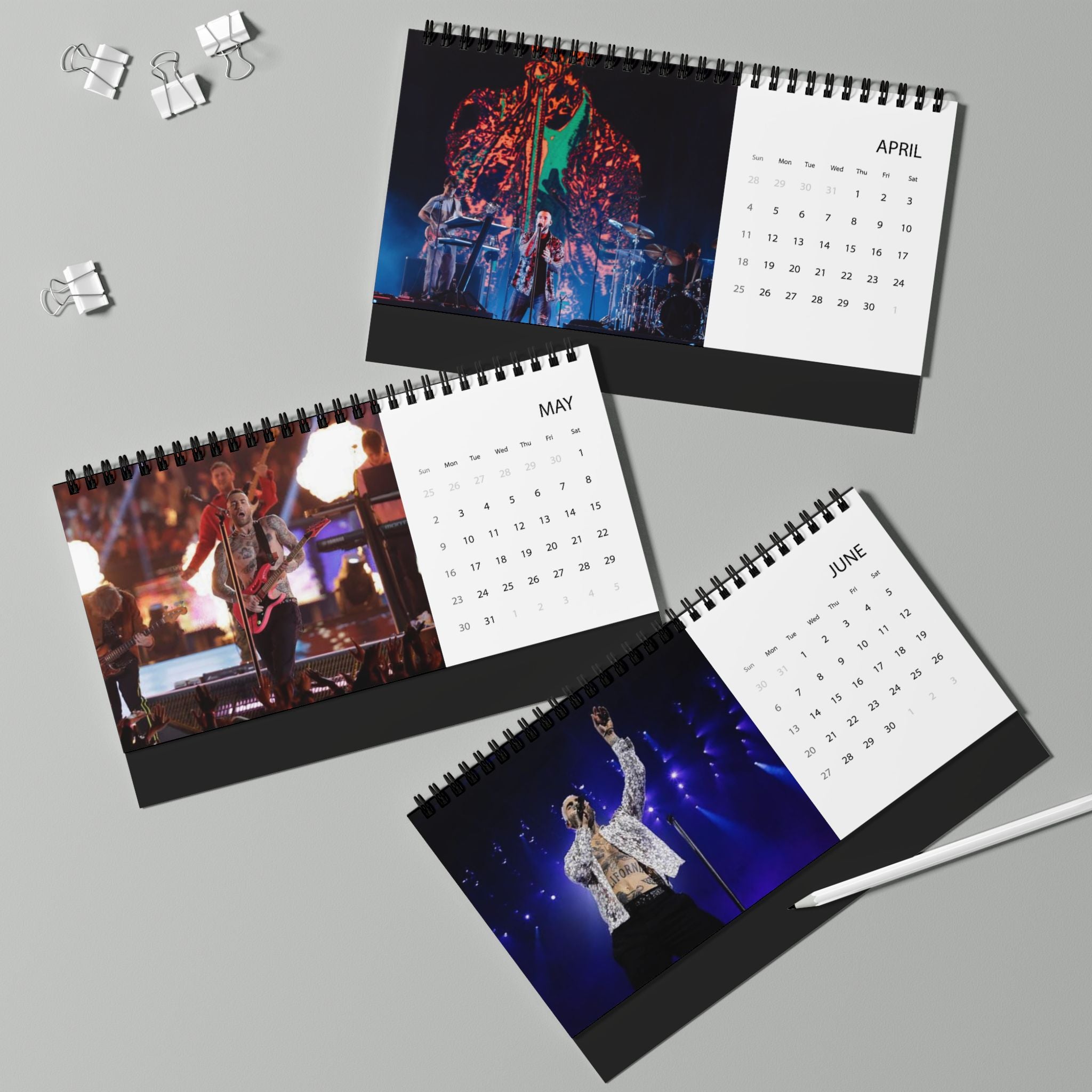 Maroon 5 Desktop Calendar 2027 Grid Calendar (Desk Stand)
