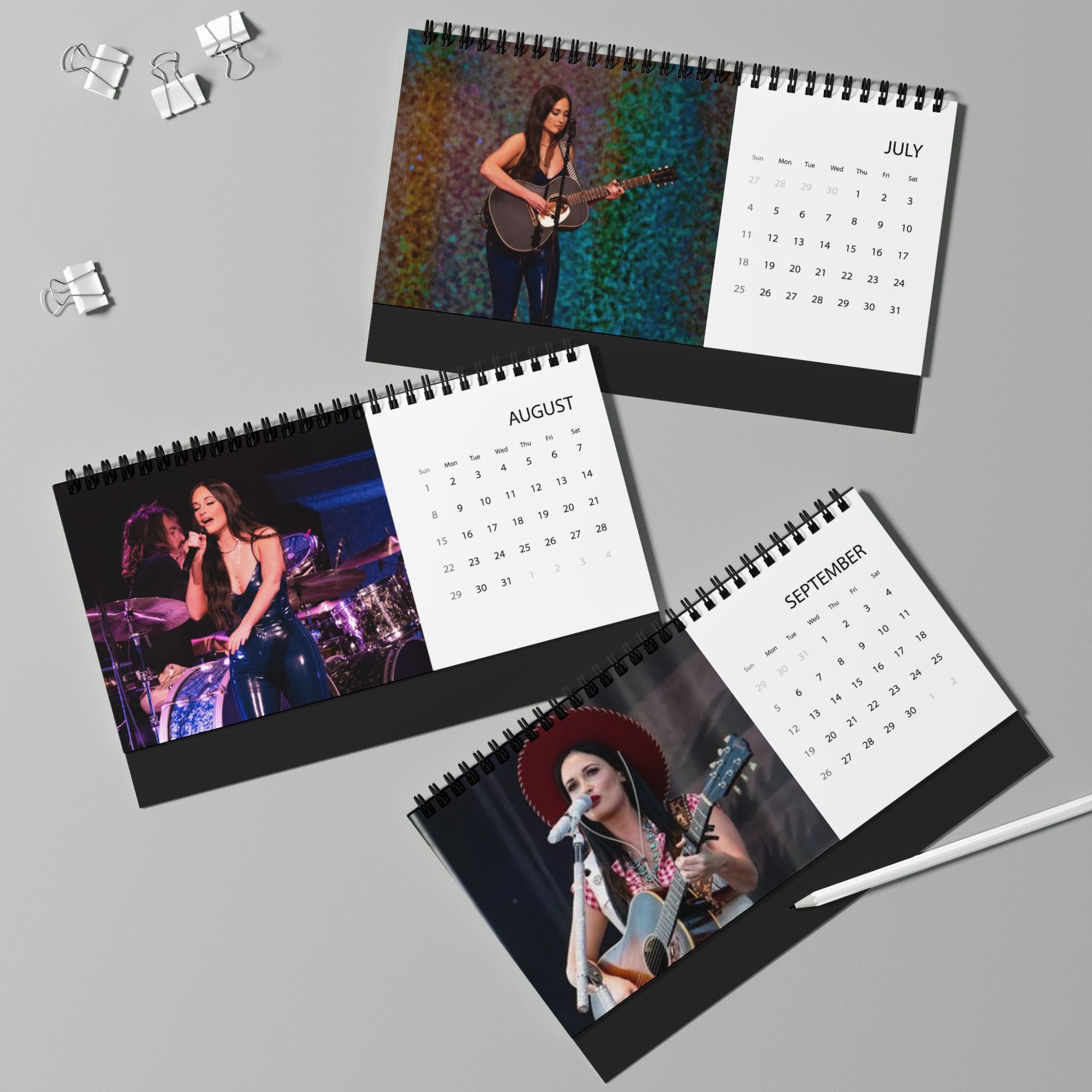 Kasey Musgraves 2027 Desktop Calendar - Grid Monthly Desk Planner