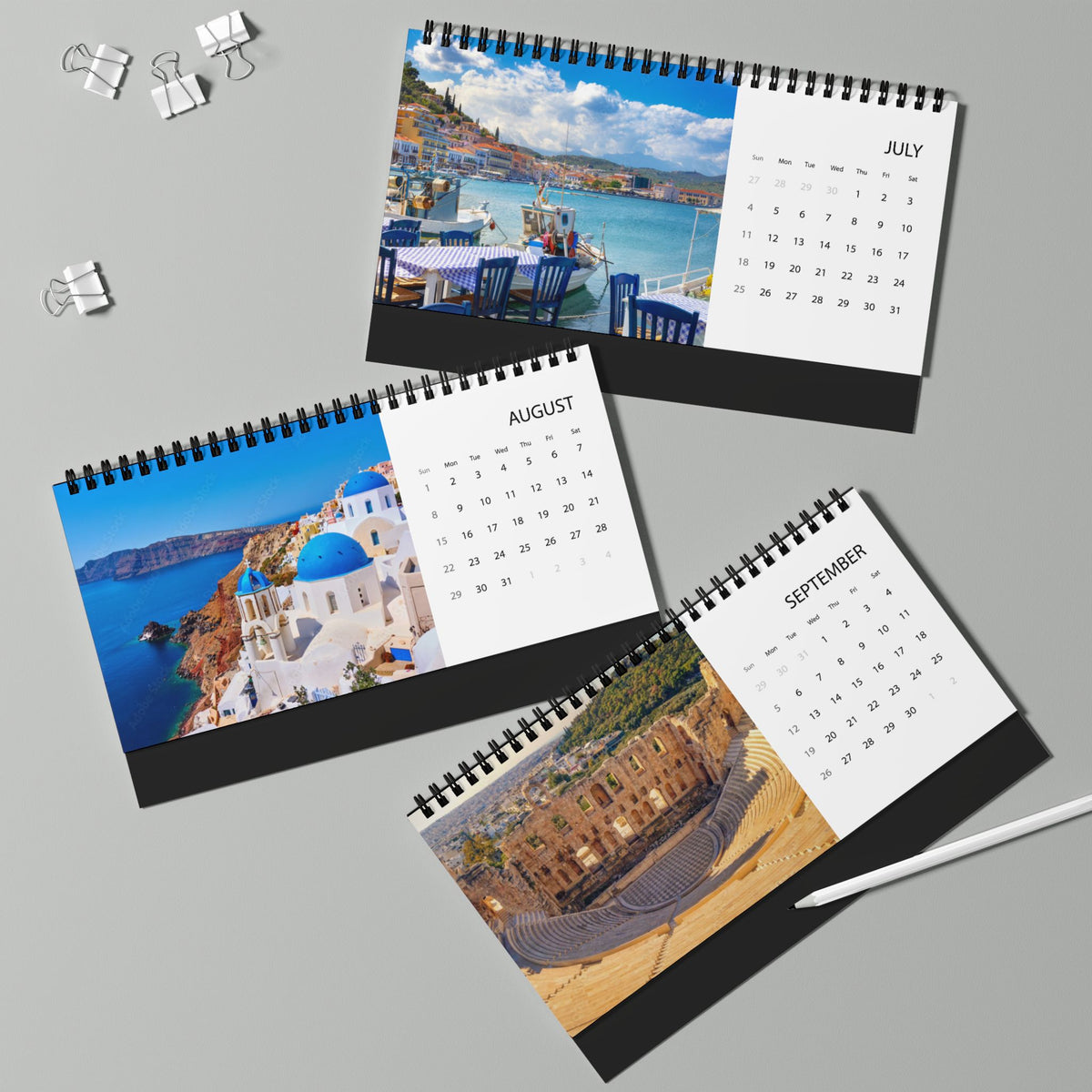 Greece Desktop Calendar 2027 – Scenic Greek Landmarks Grid Planner
