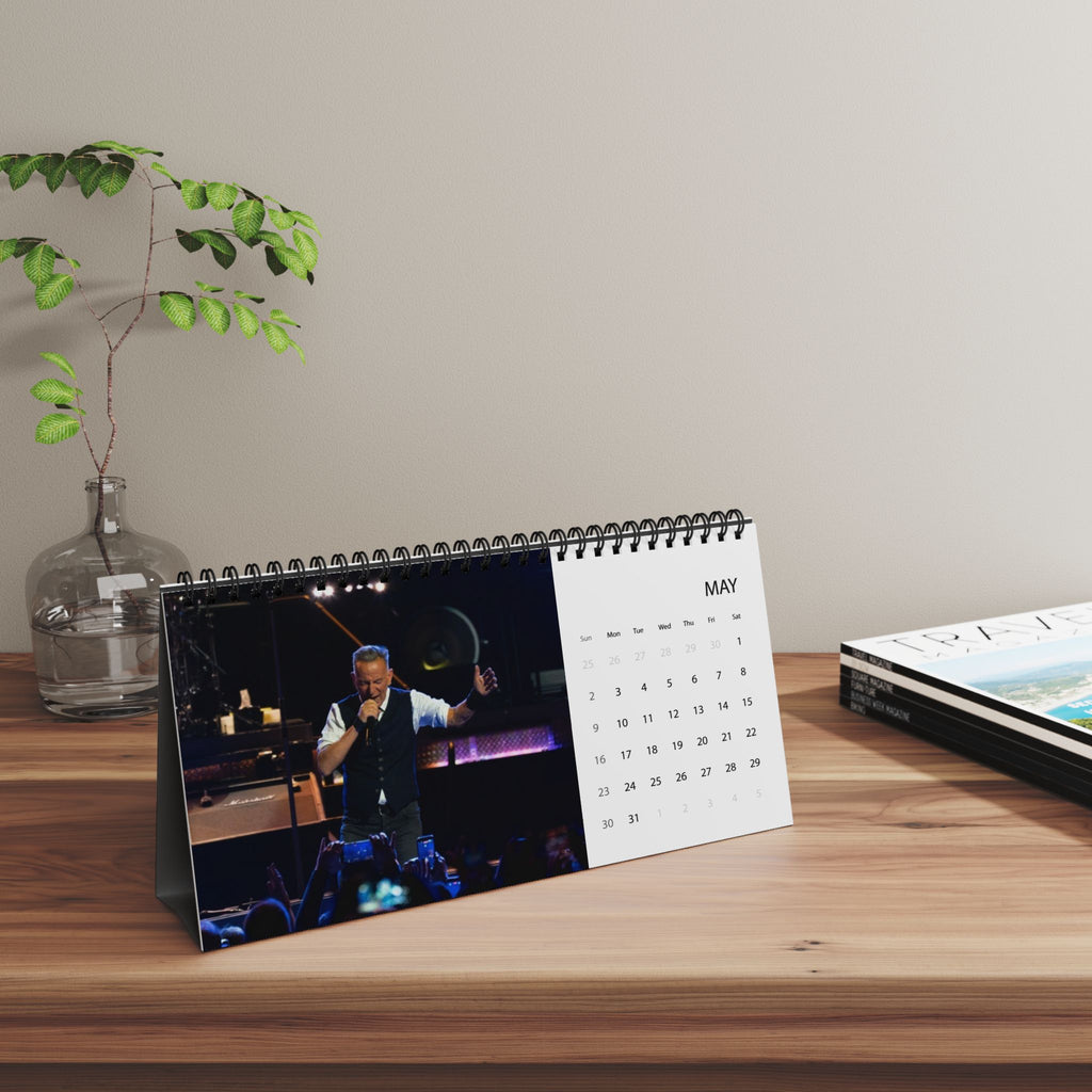 Bruce Springsteen Desktop Calendar — 2027 Grid Desk Calendar with Musician Photo Layout