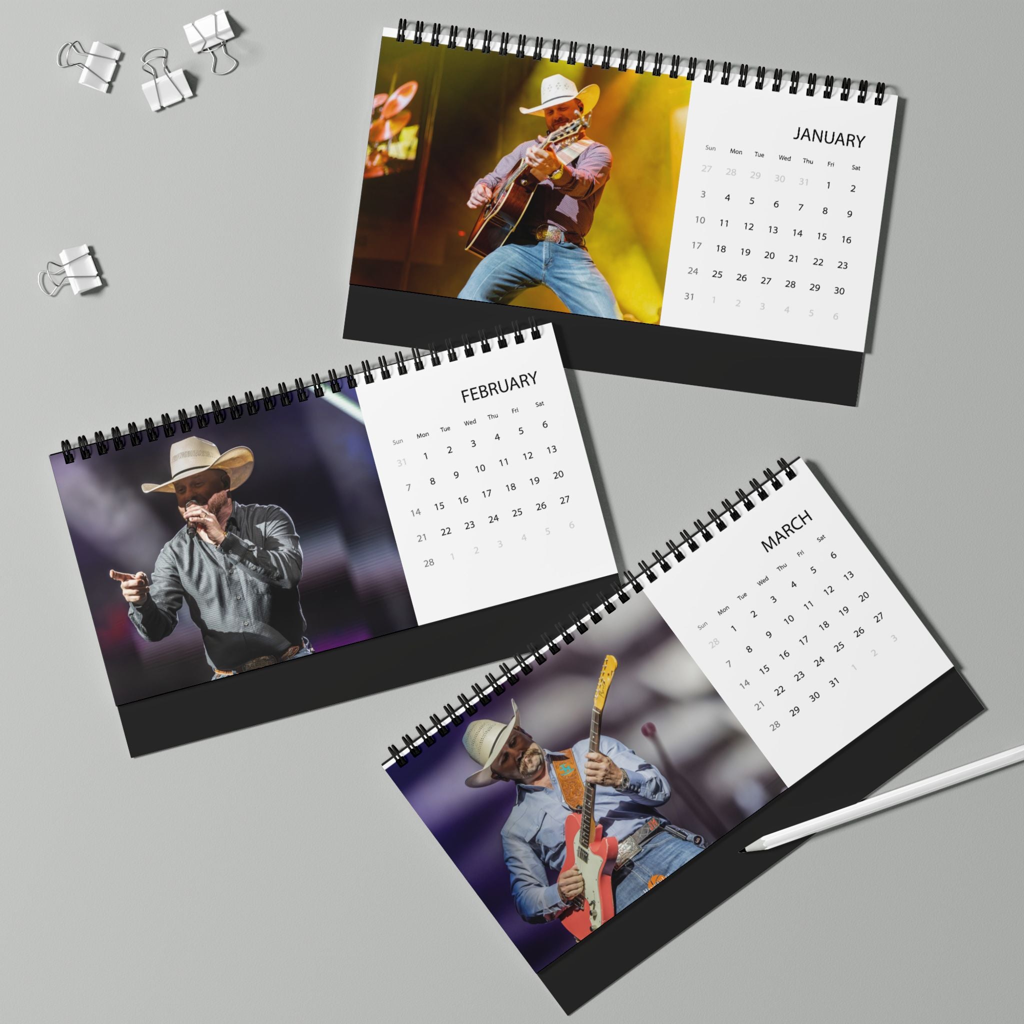 Cody Johnson Desktop Calendar (2027 grid)