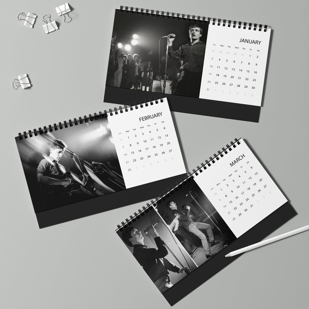 Joy Division 2027 Desktop Calendar - Grid Layout, Band Photo Monthly Planner