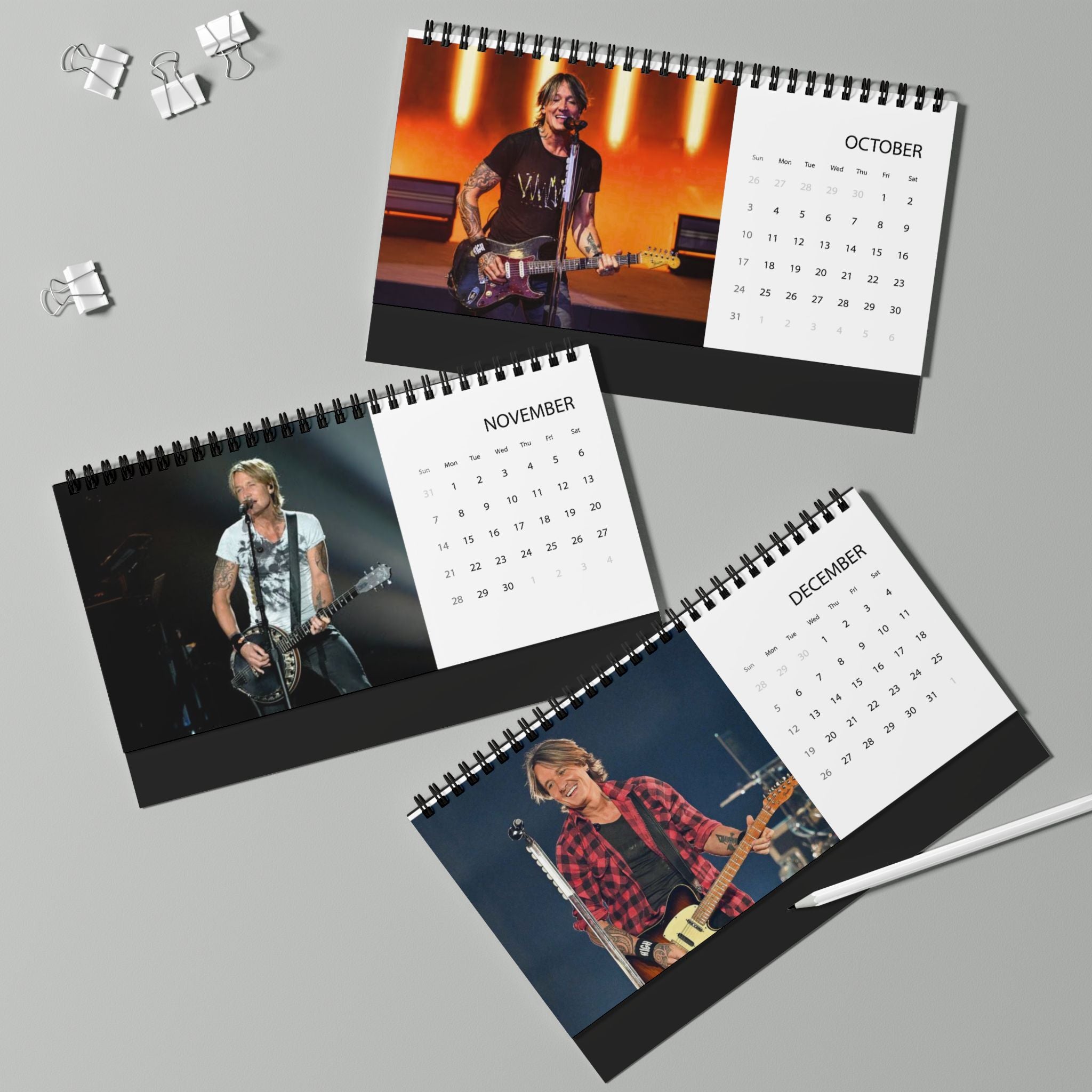 Keith Urban 2027 Grid Calendar (Desk Display)